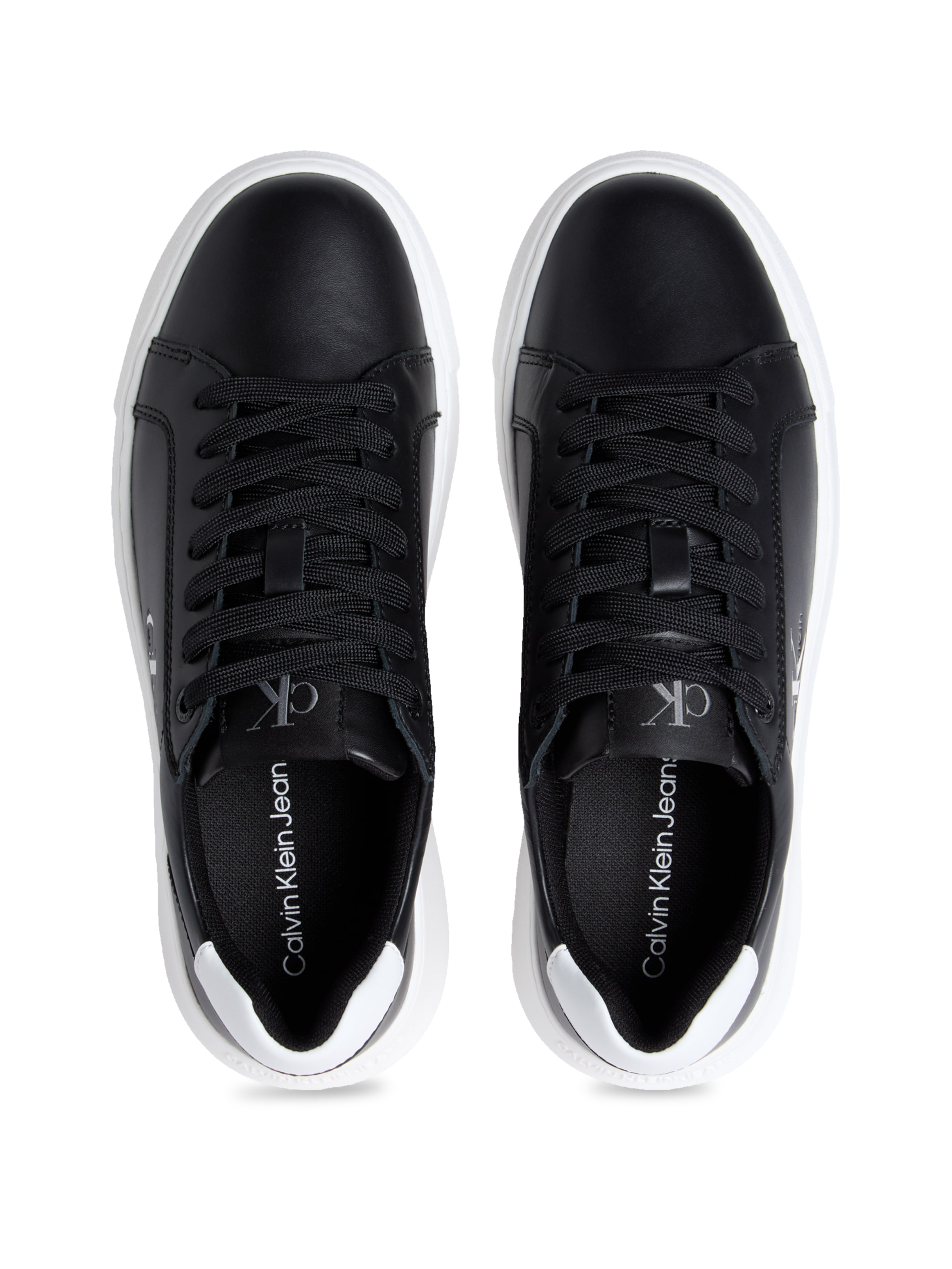 Calvin Klein Jeans Plateausneaker »CHUNKY CUPSOLE MONO LTH WN«, Schnürschuh, Halbschuh, Freizeitsneaker mit seitlichem CK-Logo