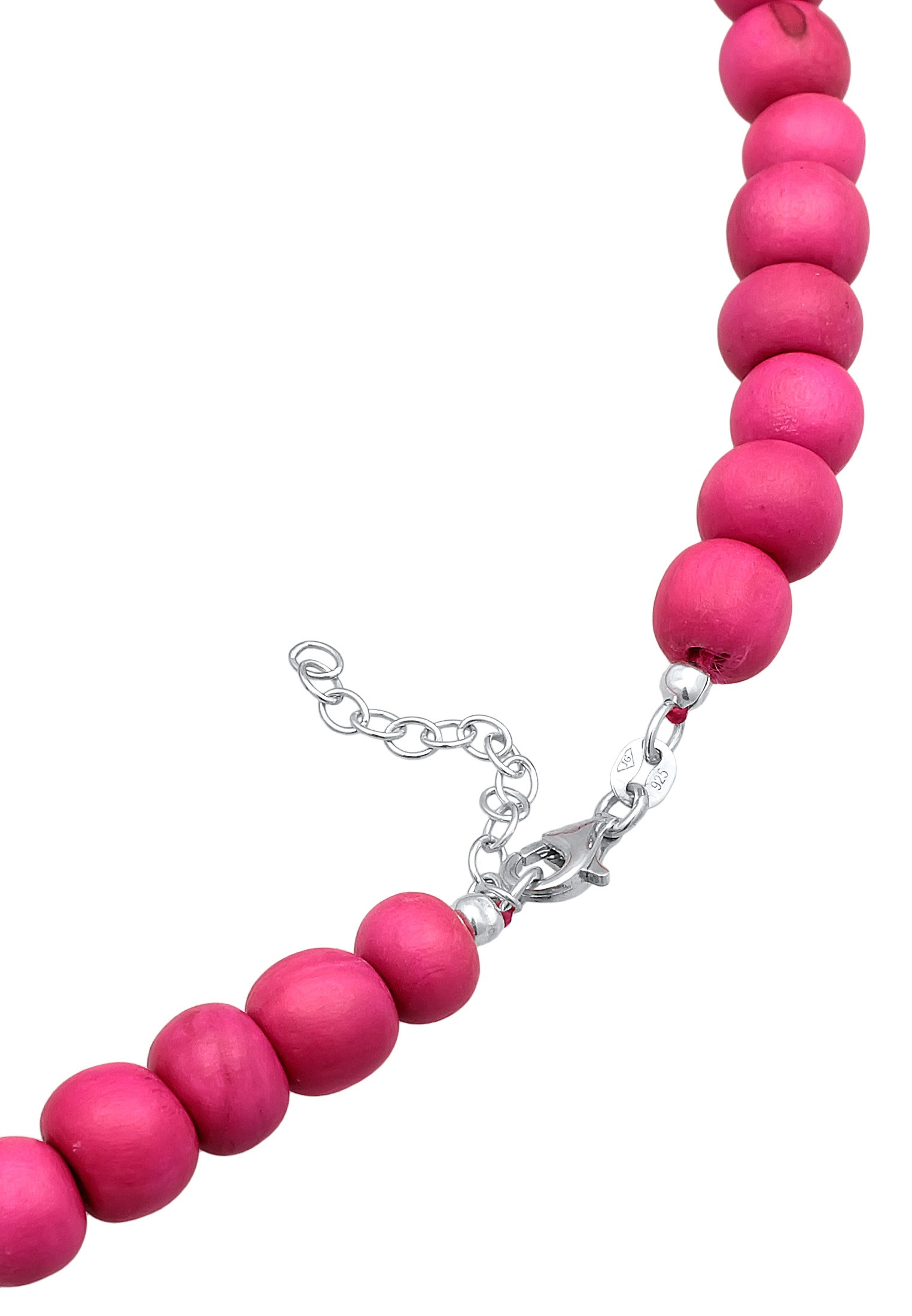 Elli Choker »Halskette Choker Holzperlen Pink 925 Silber«