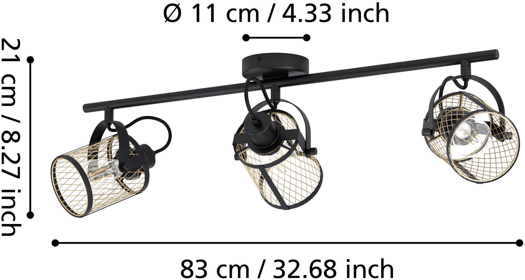 EGLO Deckenspot »DELLOW Spotlampe - Stahl - E27 - 3X40W - IP20« E27 1 Stk. Deckenlampe, Deckenstrahler, Strahler, L83 x B18 x H21 cm