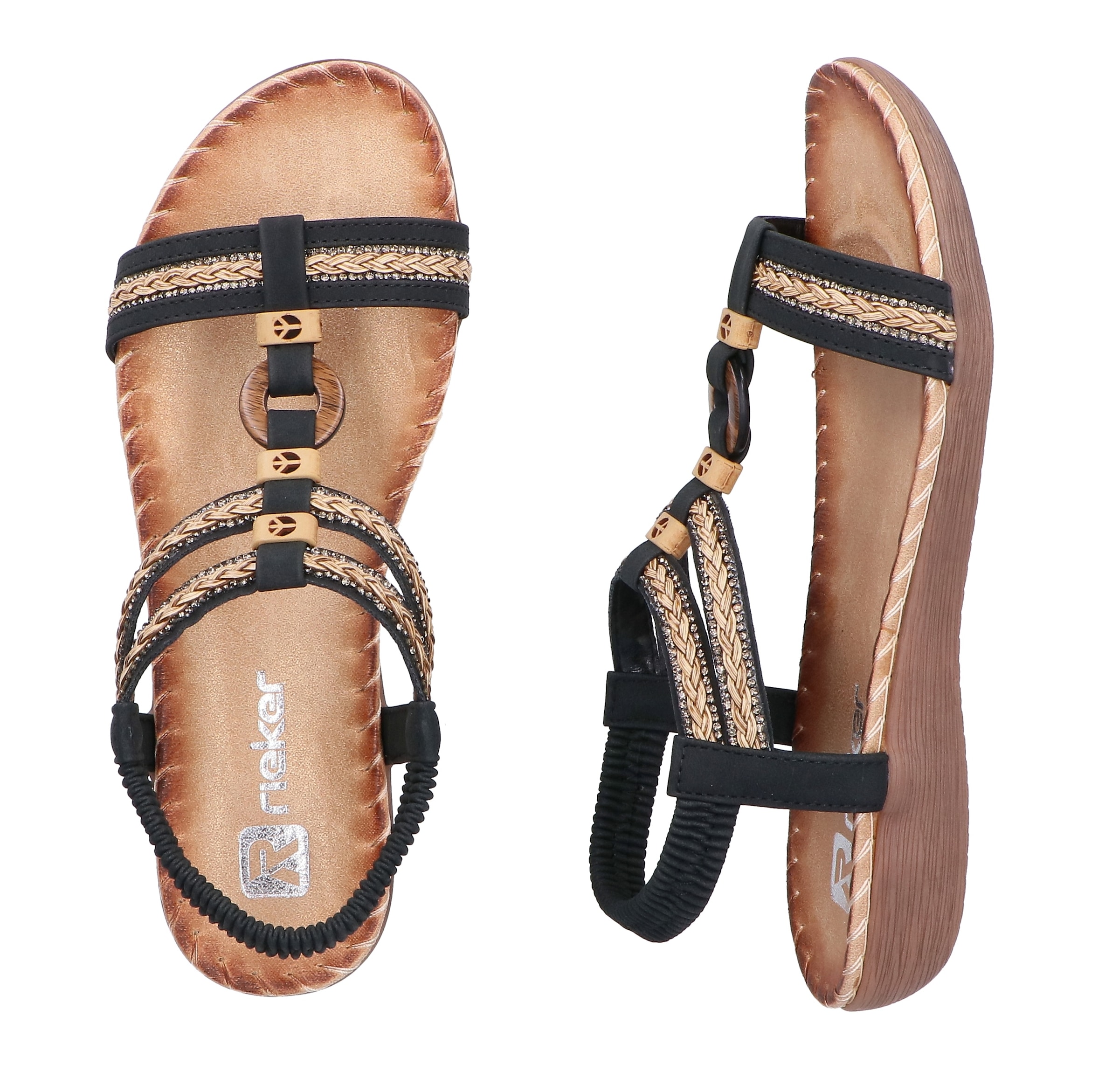 Rieker Sandale  Sommerschuh, Urlaubsschuh, Schlupfsandale mit Gummizug