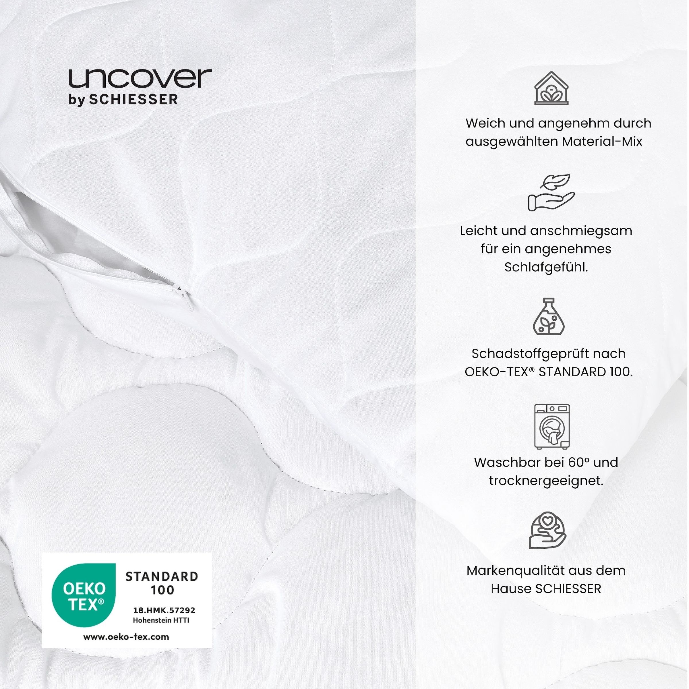 uncover by SCHIESSER Microfaserbettdecke »Chelsea aus pflegeleichter Mikrofaser individuell anpassbare Füllung« normal 1 Stk. tlg. Faserfüllung aus recyceltem Polyester