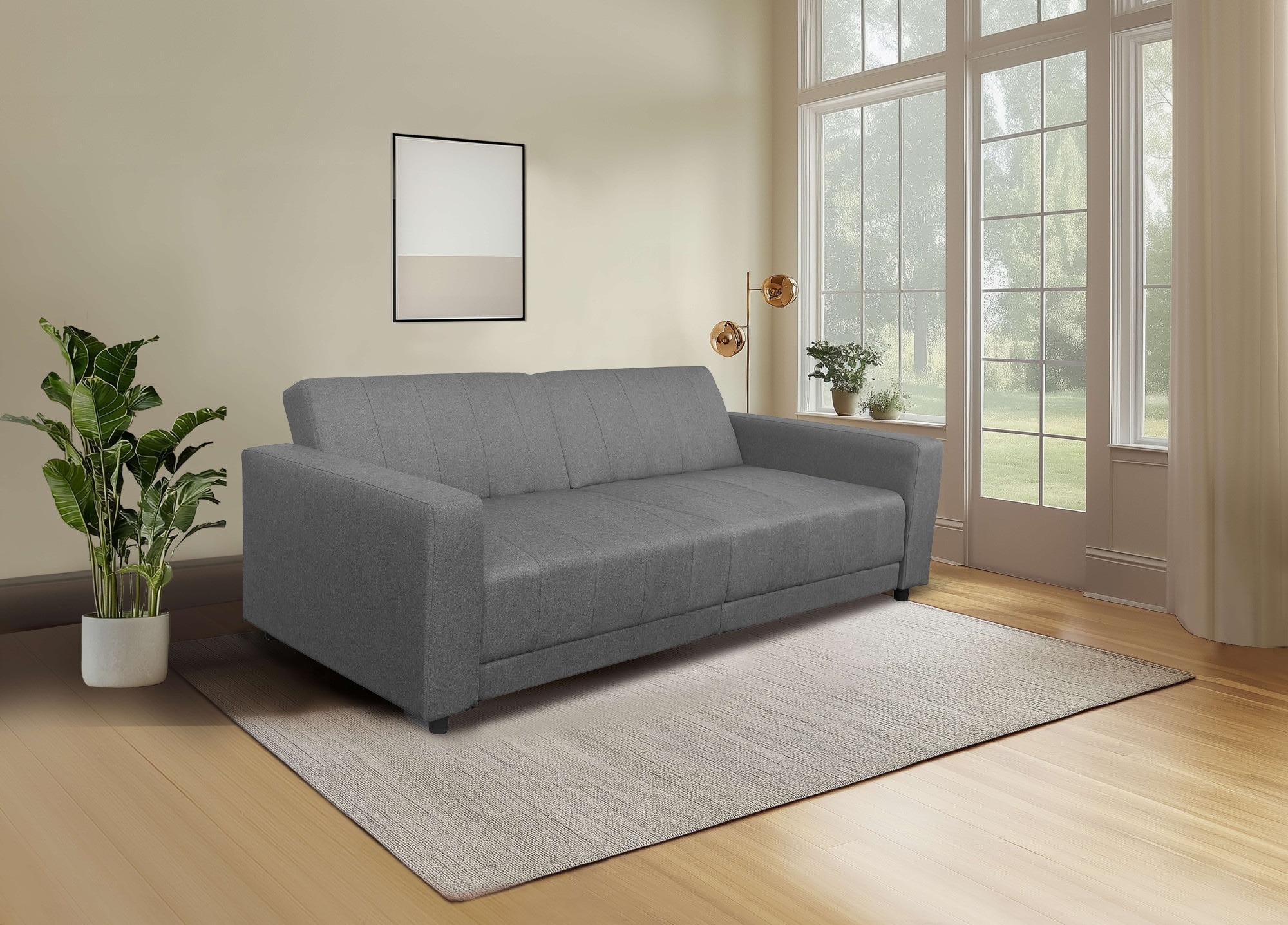 Dorel Home 3-Sitzer »Allie II Schlafsofa 225 cm«, Bett-Funktion (108/190cm), Rückenlehne 2-teilig, mit Steppung