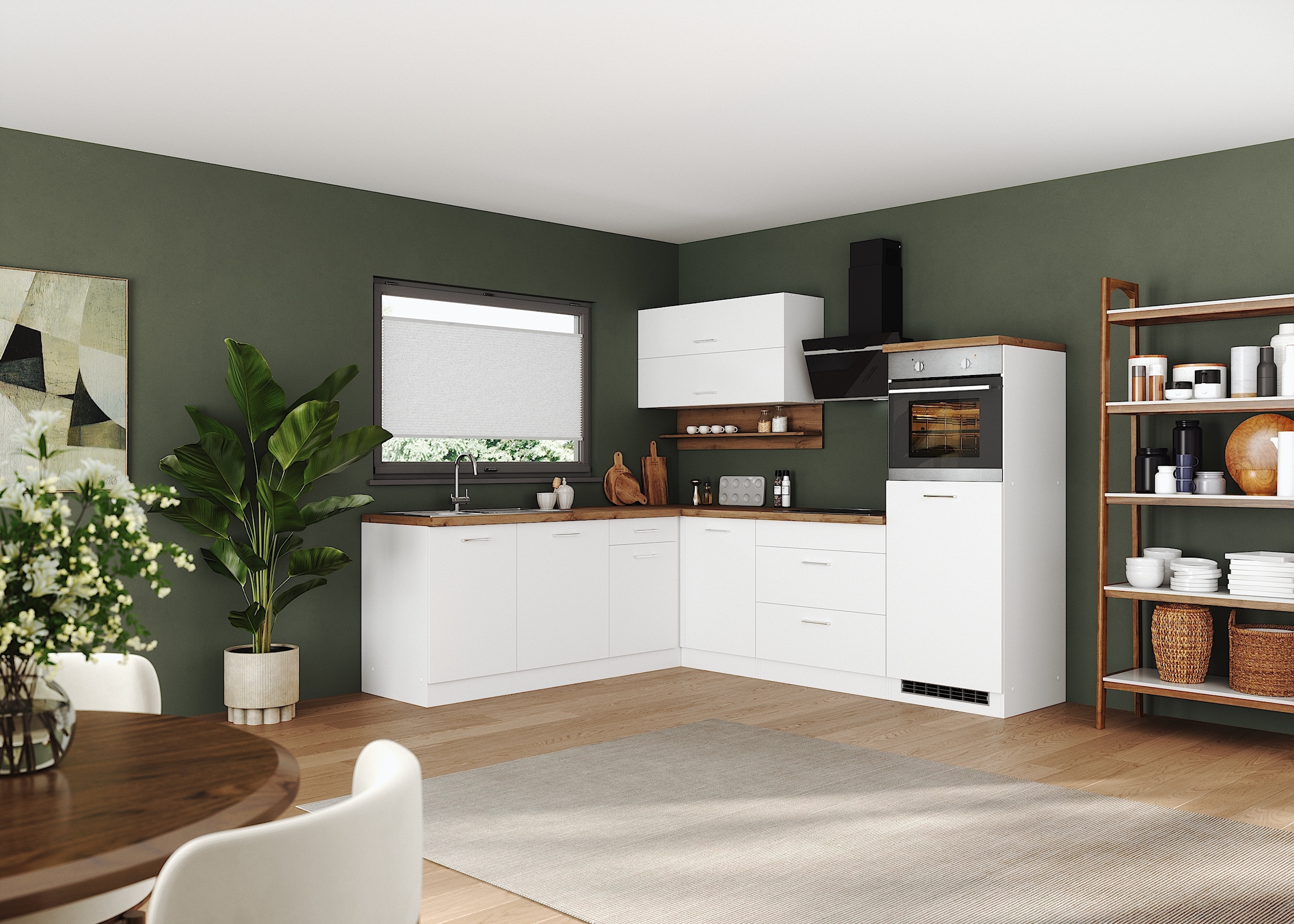 KOCHSTATION Winkelküche »KS-Milan« Stellbreite 250/220 cm, viel Stauraum, wahlweise mit E-Geräten