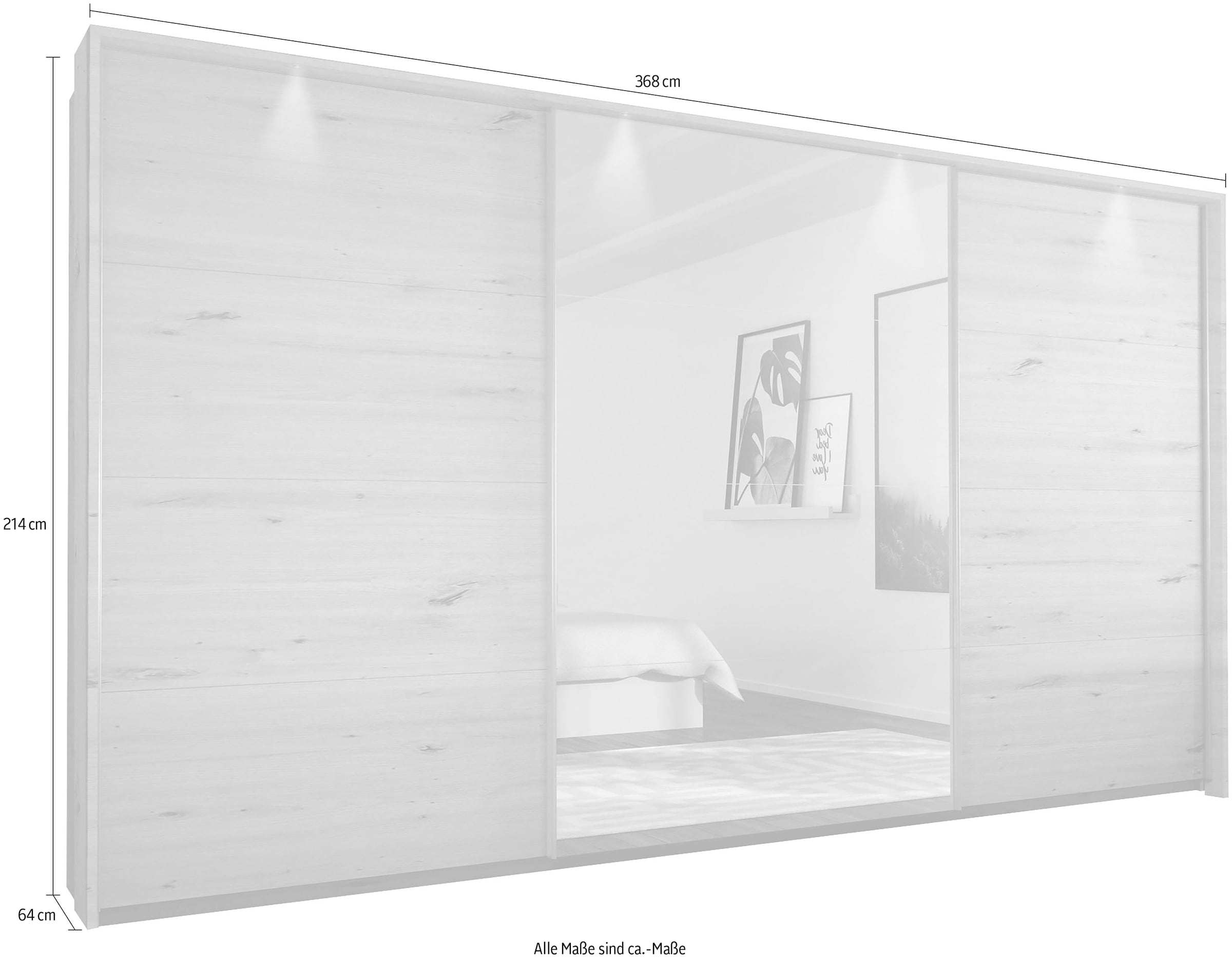 rauch Schwebetürenschrank »Kleiderschrank Schrank Garderobe Wäscheschrank TOMA mit Passepartout«, inkl. Regaleinsatz sowie zusätzlichen Einlegeböden MADE IN GERMANY