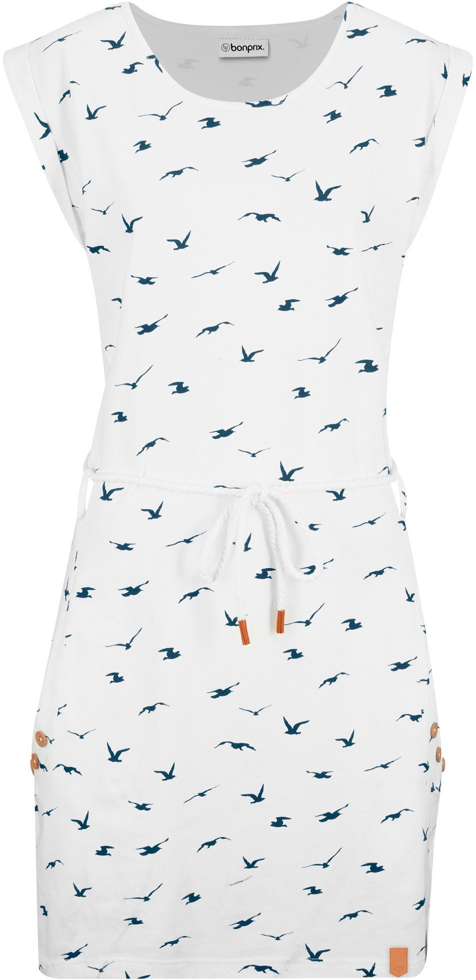 bonprix Shirtkleid Eingrifftaschen mit All-Over Print, Kurzarm-Design, bequeme Passform