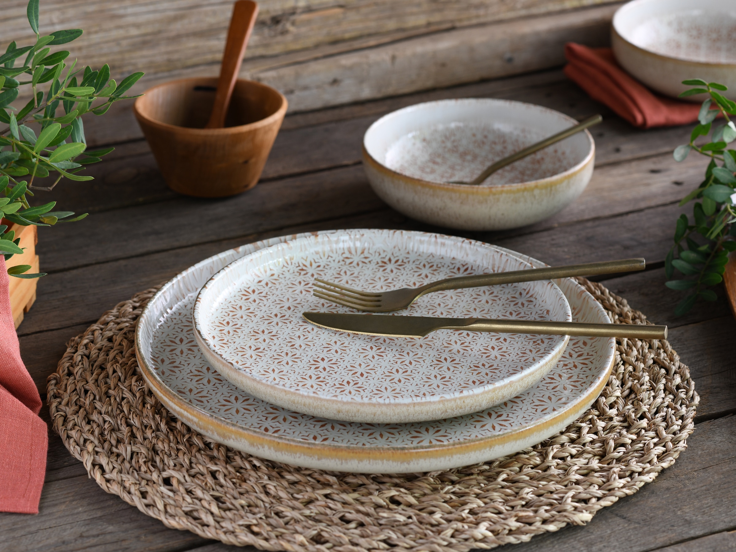 CreaTable Teller-Set »Uno Emiliana, Teller Set 12-tlg« Shabby Look, Vintage Style