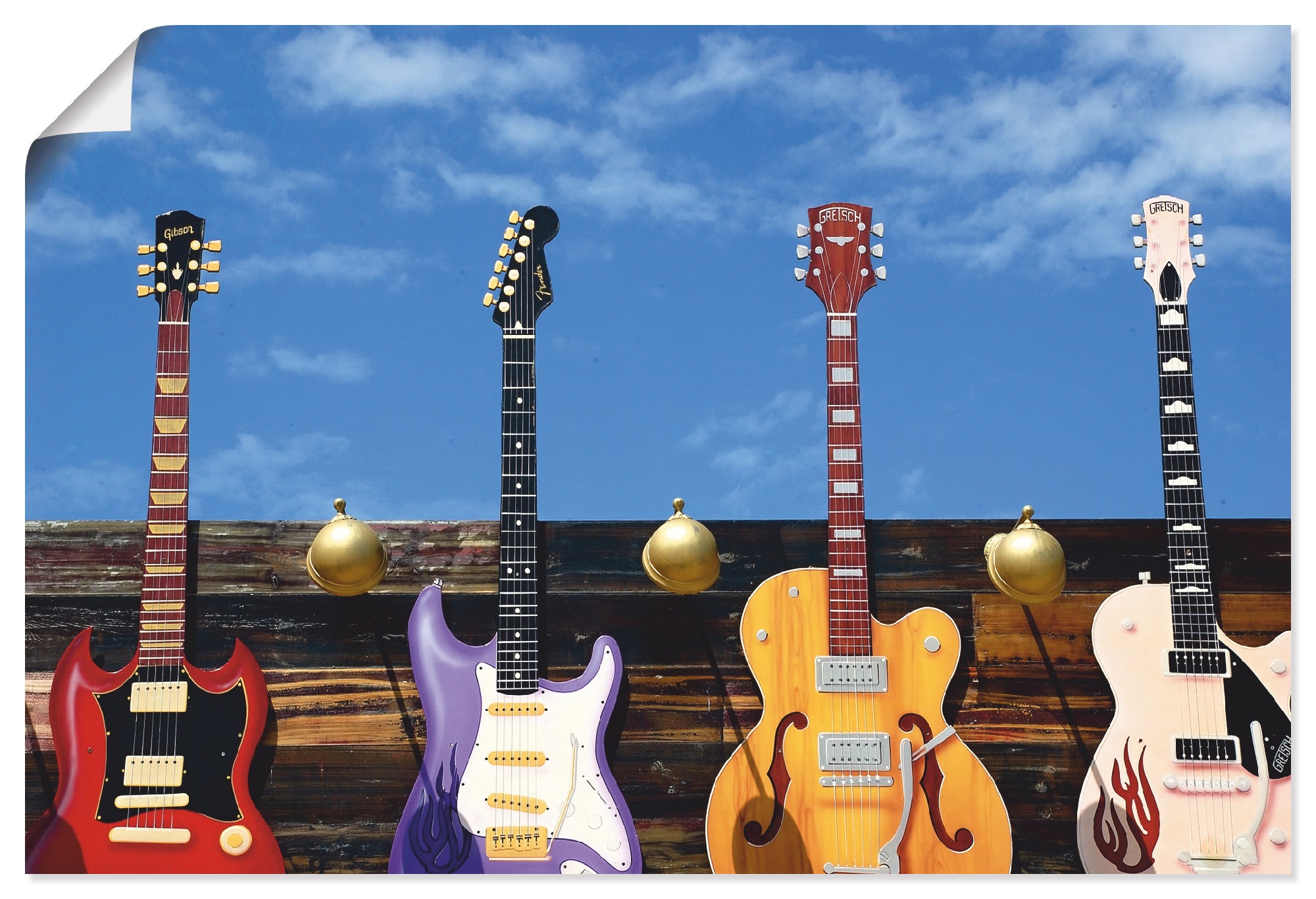 Artland Wandbild »Vier Elektrogitarren«, Instrumente, (1 St.), in vielen Größen & Produktarten - Alubild / Outdoorbild für den Außenbereich, Leinwandbild, Poster, Wandaufkleber / Wandtattoo auch für Badezimmer geeignet