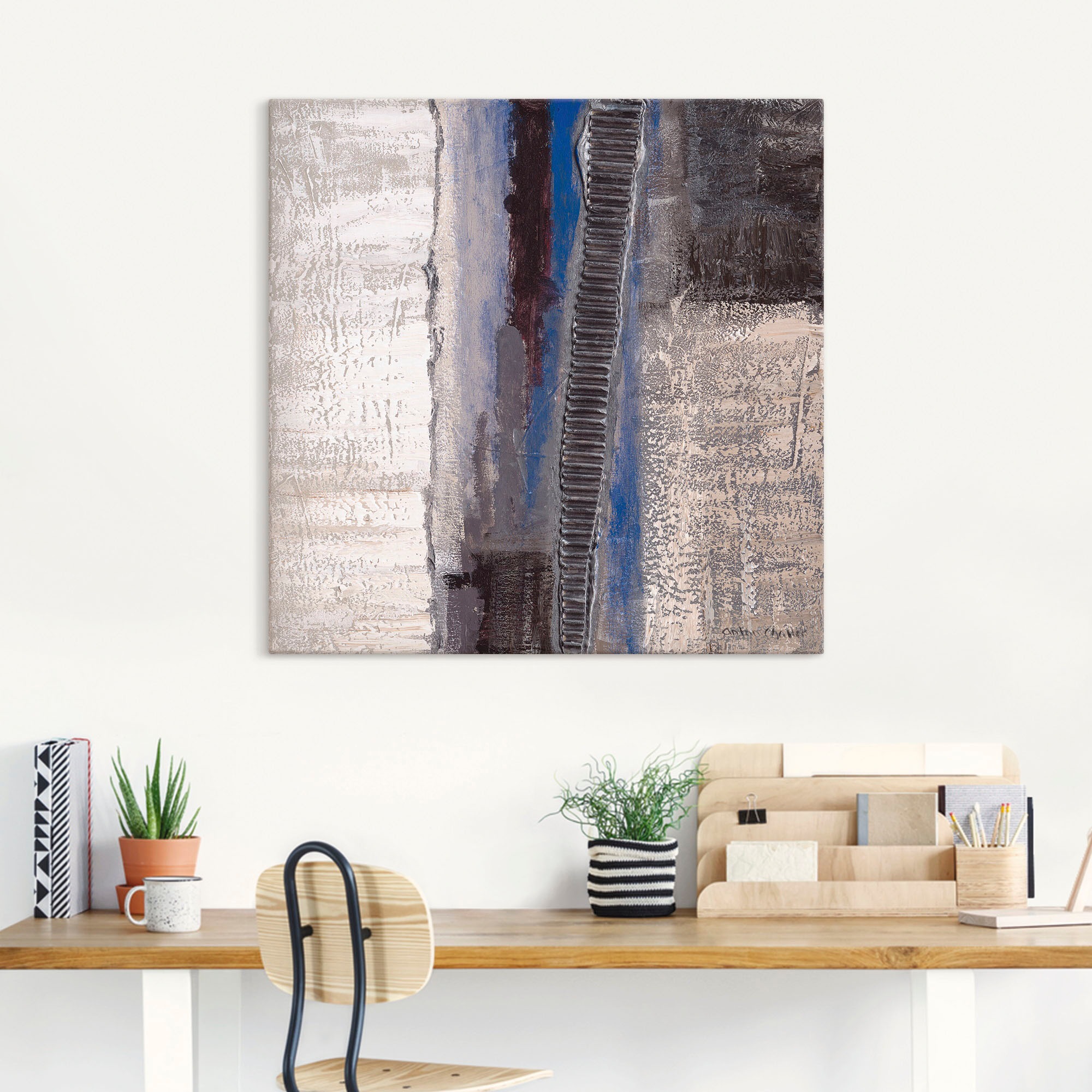 Artland Wandbild »Blau-silber Abstrakt I«, Muster, (1 St.), als Alubild, Outdoorbild, Leinwandbild, Poster in verschied. Größen