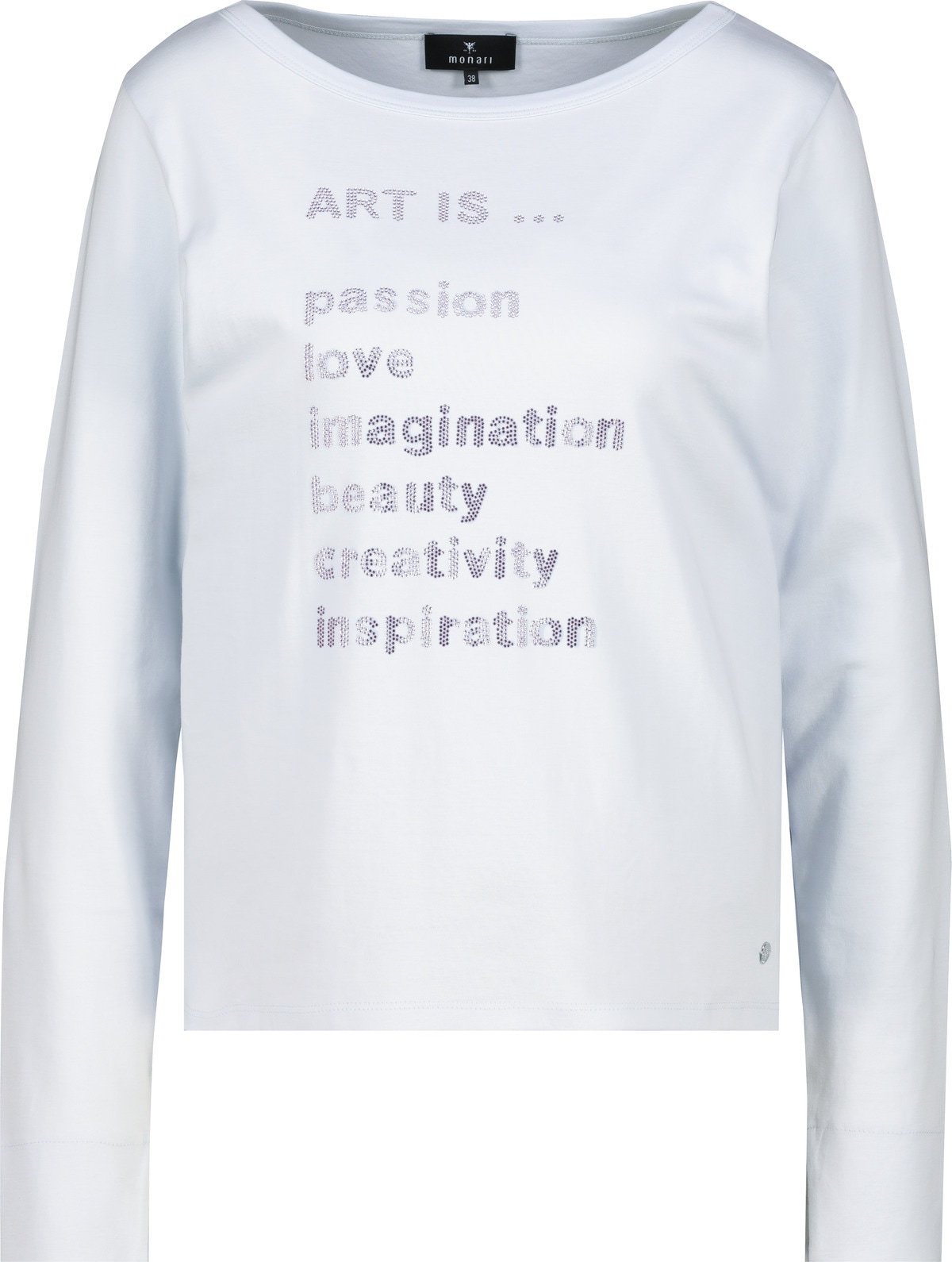 Monari Langarmshirt »Shirt Schmuckschrift« Regular fit mit U-Boot-Ausschnitt