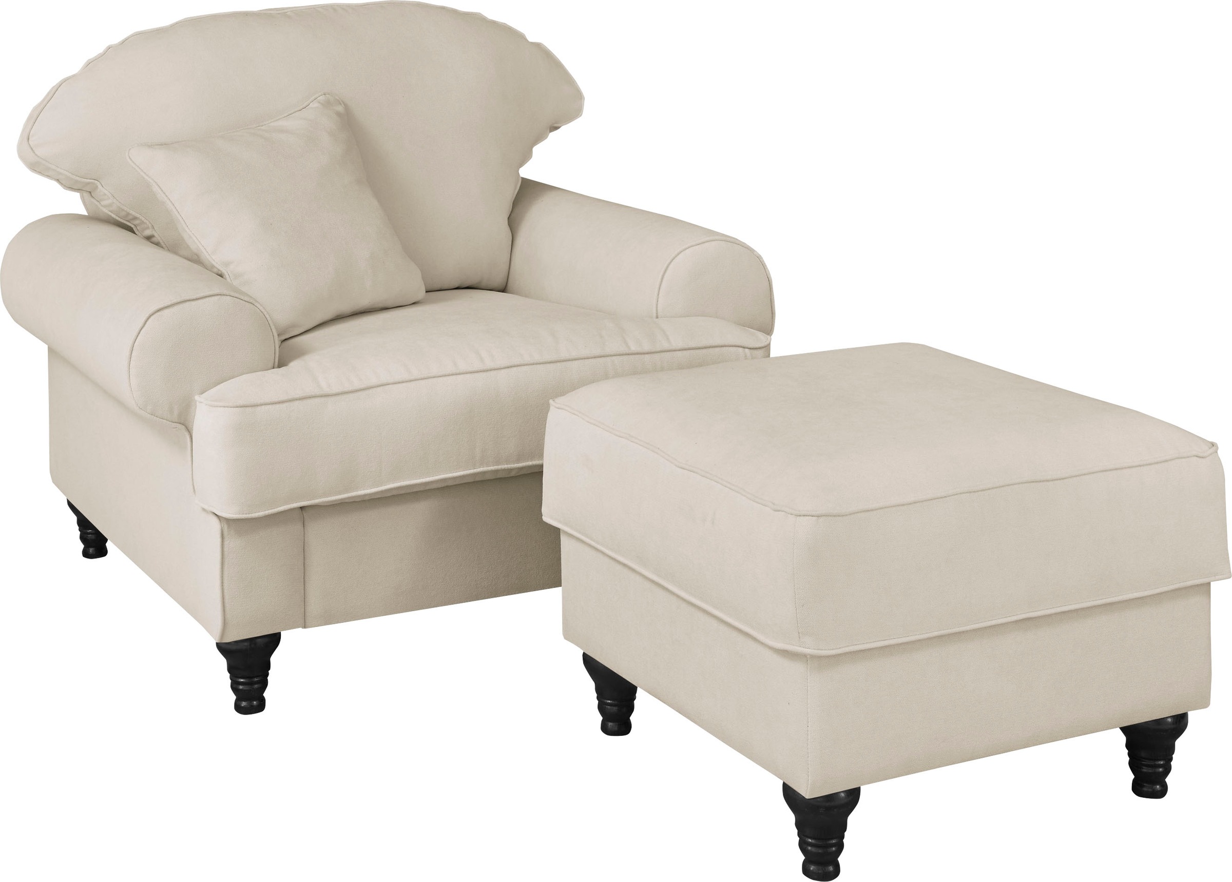 Home affaire Sessel »WESTMINSTER« Set, 1Sessel, 1 Hocker, 2 Stk. tlg. mit Federkern-Polsterung