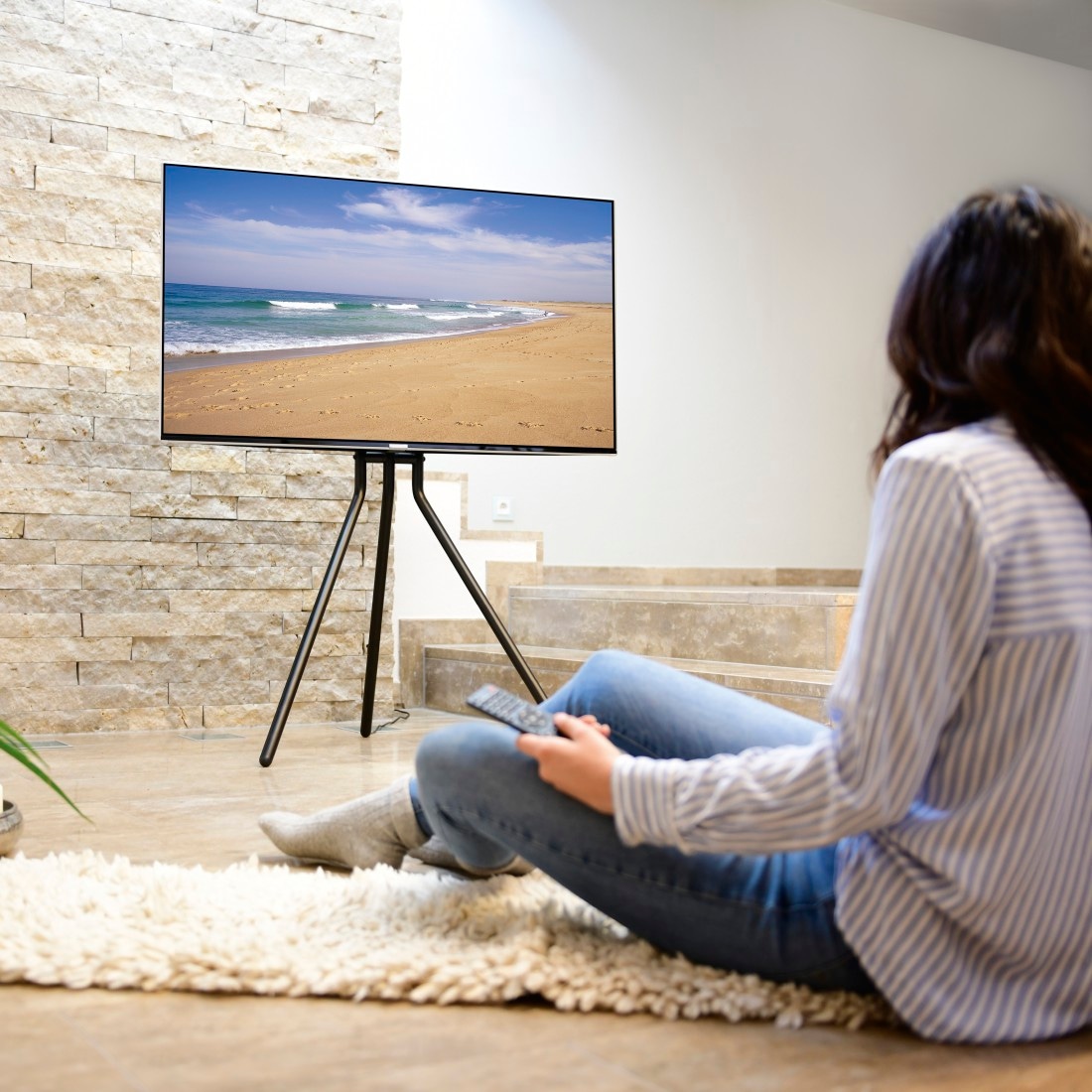 Hama TV-Ständer »TV Ständer, Staffelei freistehend, 191 cm, 75 Zoll«, bis 191 cm Zoll, TV Stand, höhenverstellbar, bis 40 Kg