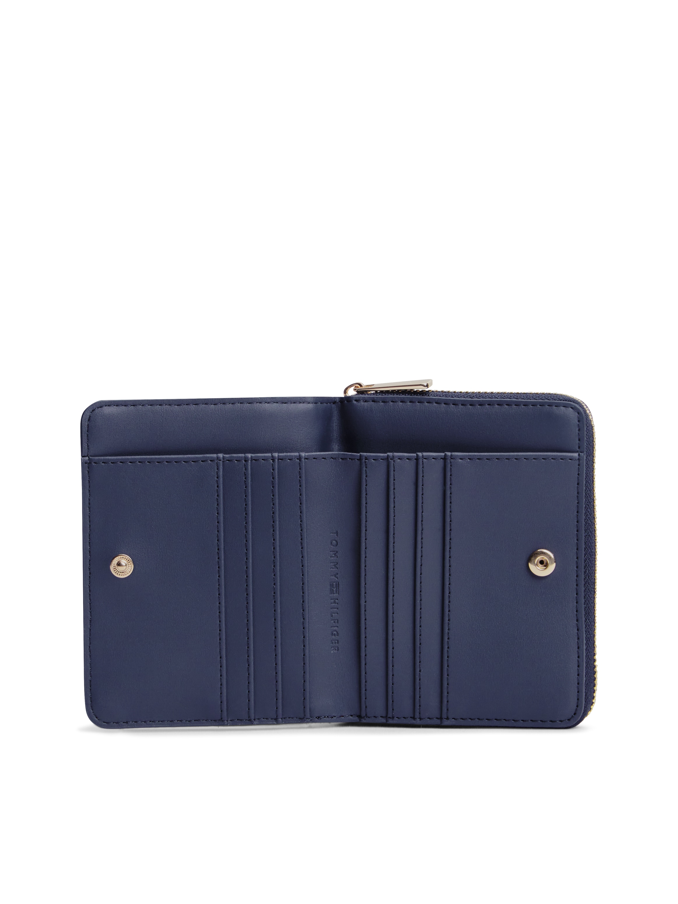 Tommy Hilfiger Geldbörse »TH ICON MED ZA W/ FLAP JACQUARD« Damen Geldbeutel, Portemonnaie mit TH-Schmuckelement