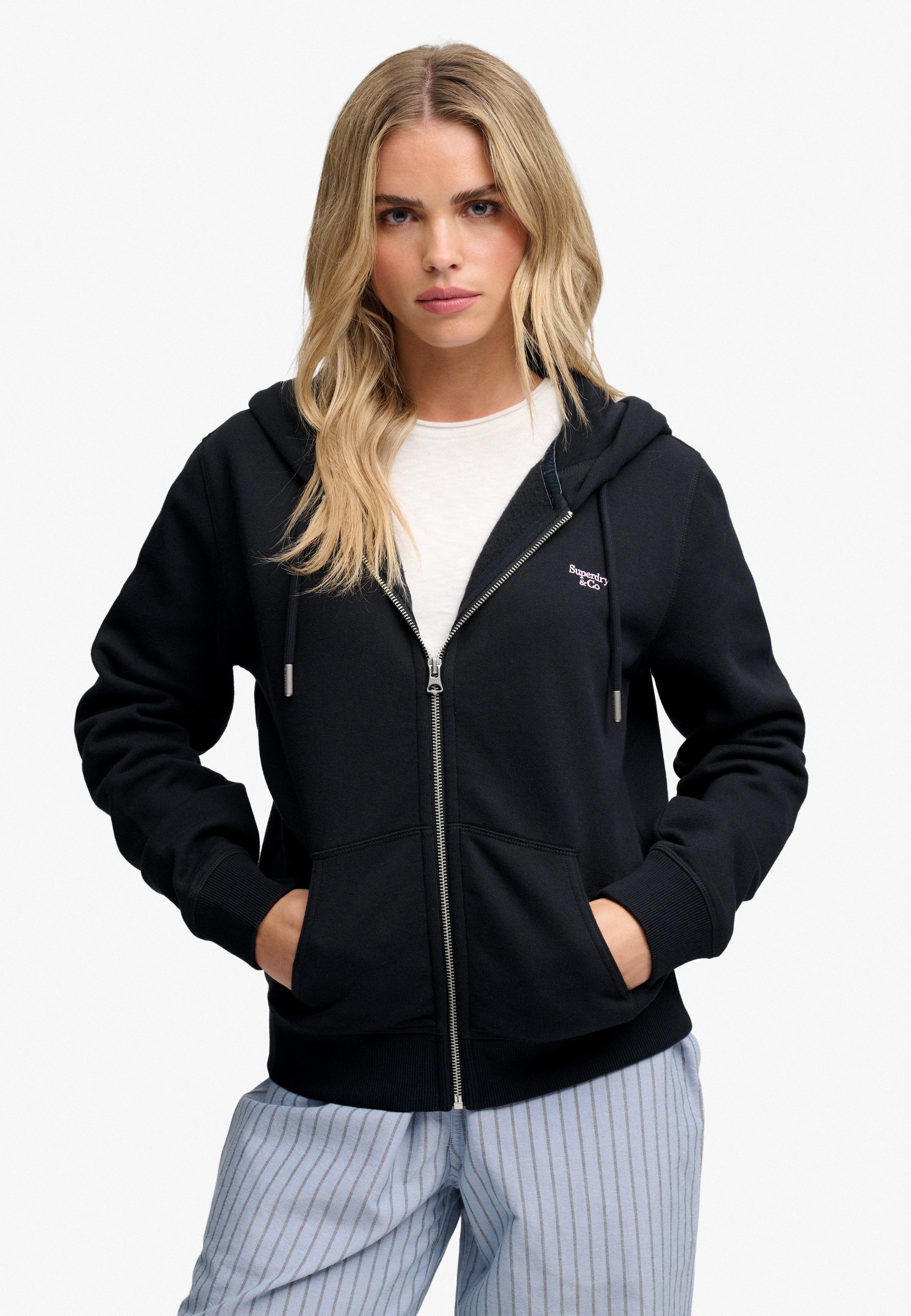Superdry Kapuzensweatjacke »SIGNATURE EMB ZIPHOOD« Baumwollmischung, relaxed fit