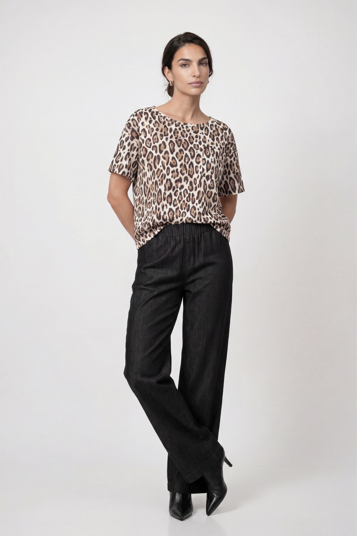 Monari T-Shirt »Shirt Leodruck Allover« Regular fit mit U-Boot-Ausschnitt