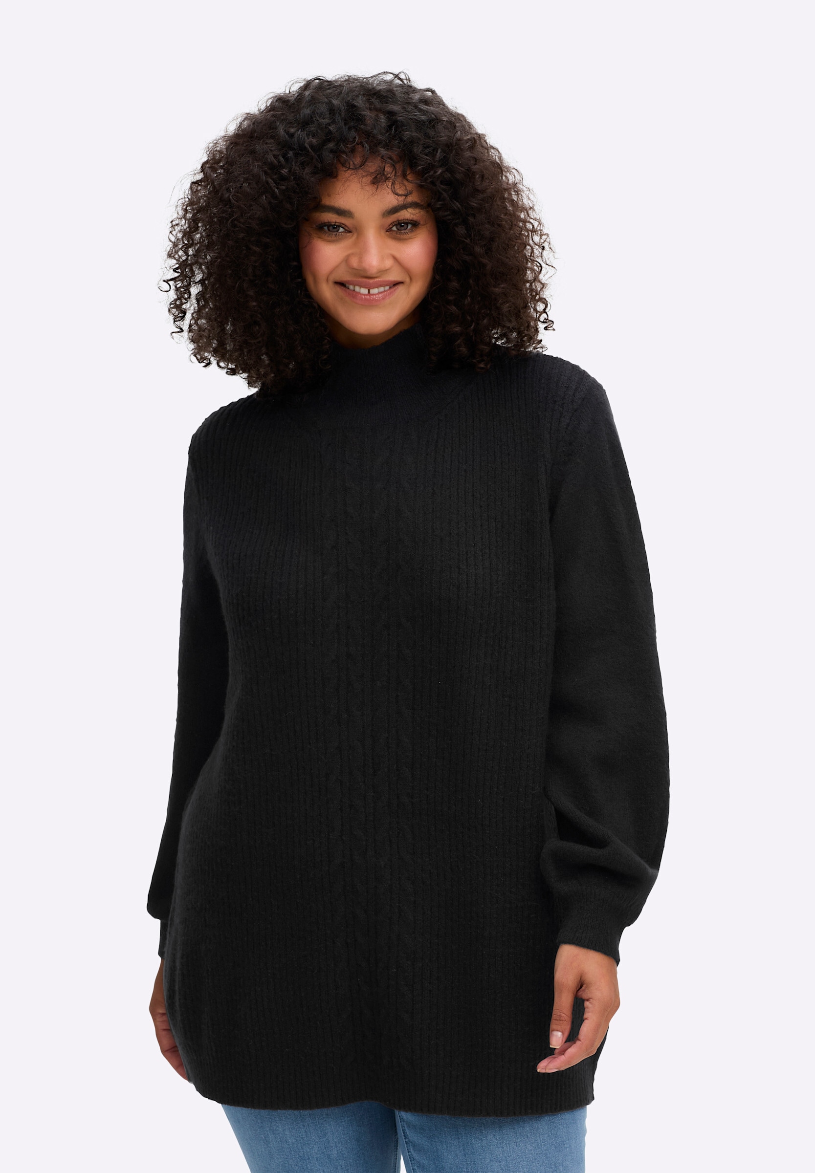 sheego by Joe Browns Strickpullover »Pullover Stehkragenpullover mit Zopfmuster-Detail«