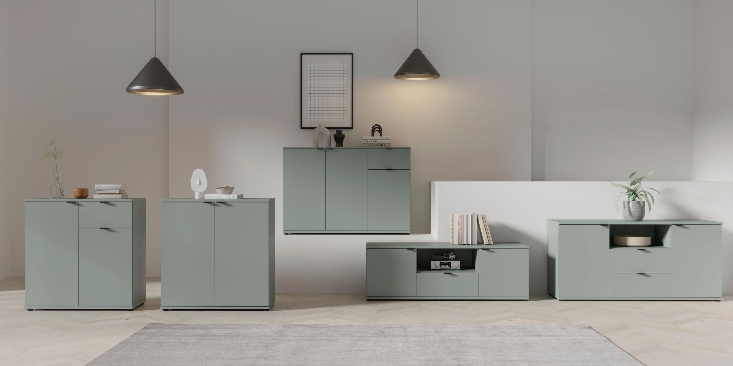 FORTE Kommode »Ganymede«, Kommode, Stauraum, Metallgriffe, 4 Dekore, Breite 80,1cm