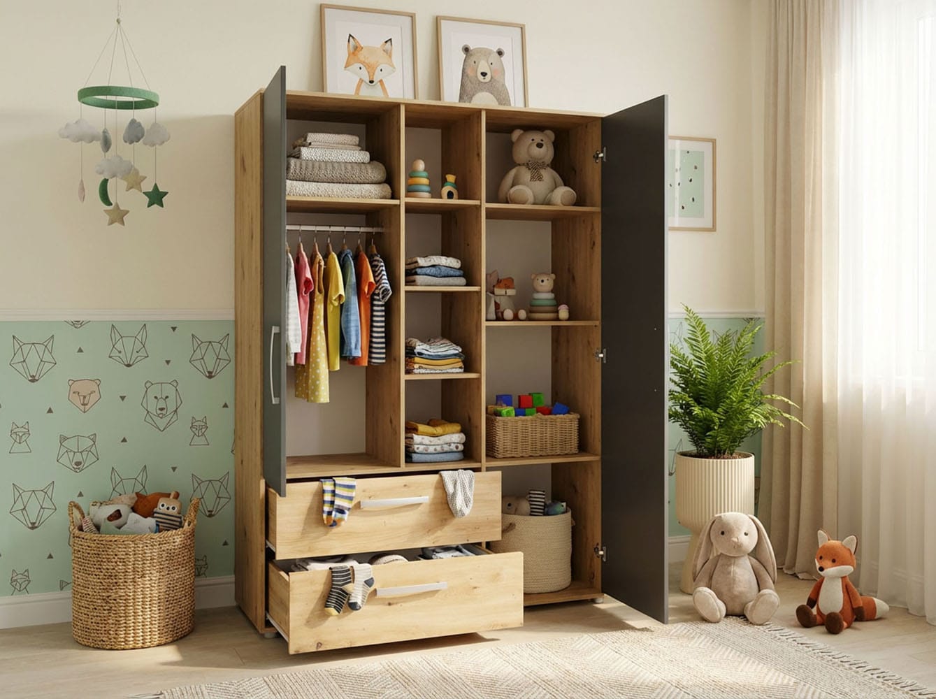 arthur berndt Kleiderschrank »Alessio, Kinderkleiderschrank« Kleiderschrank, mit Melamin-Oberfläche