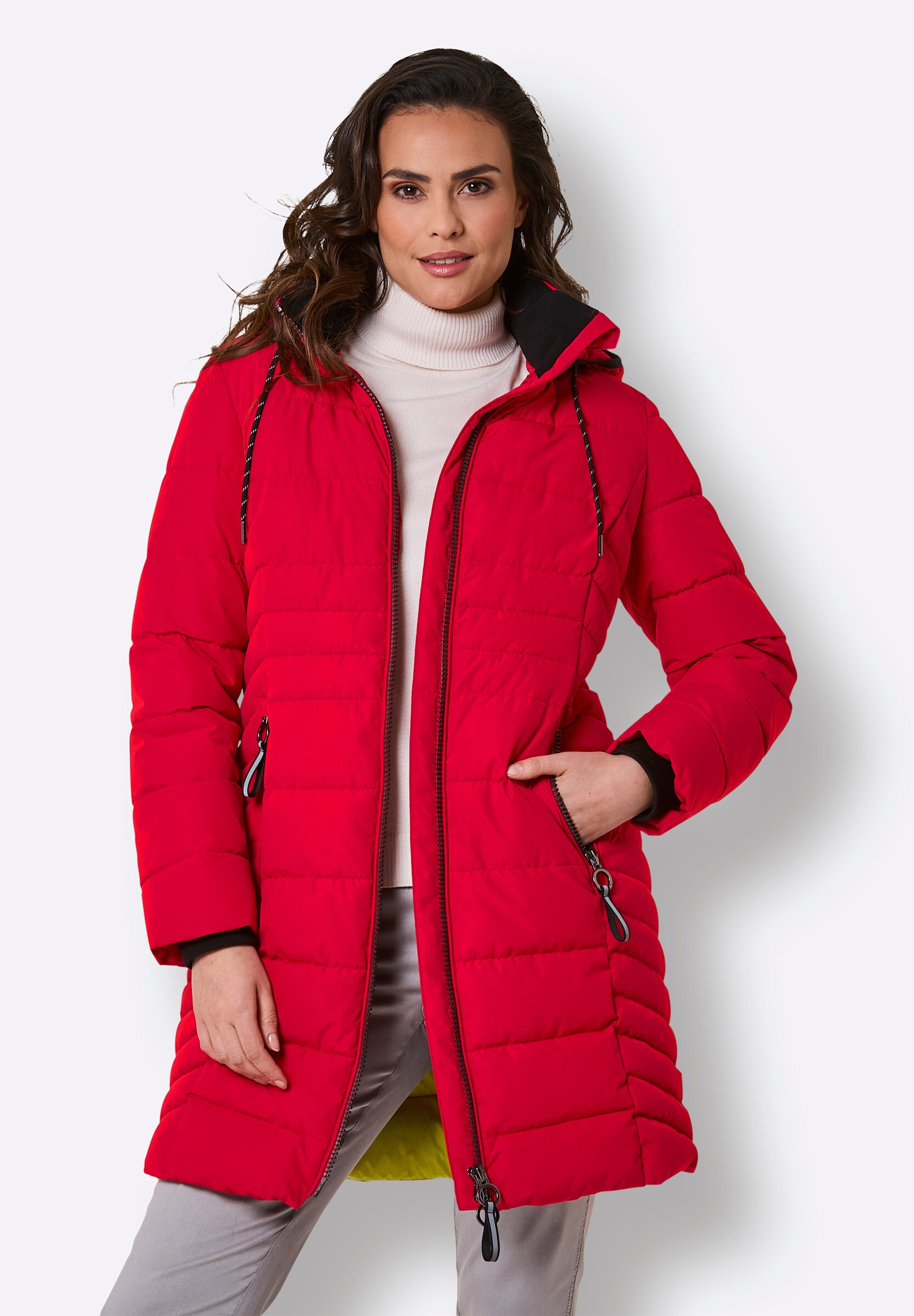 MANISA Steppjacke »Regen-Steppmantel Regenmantel mit Reflektor-Details« Abnehmbare Kapuze