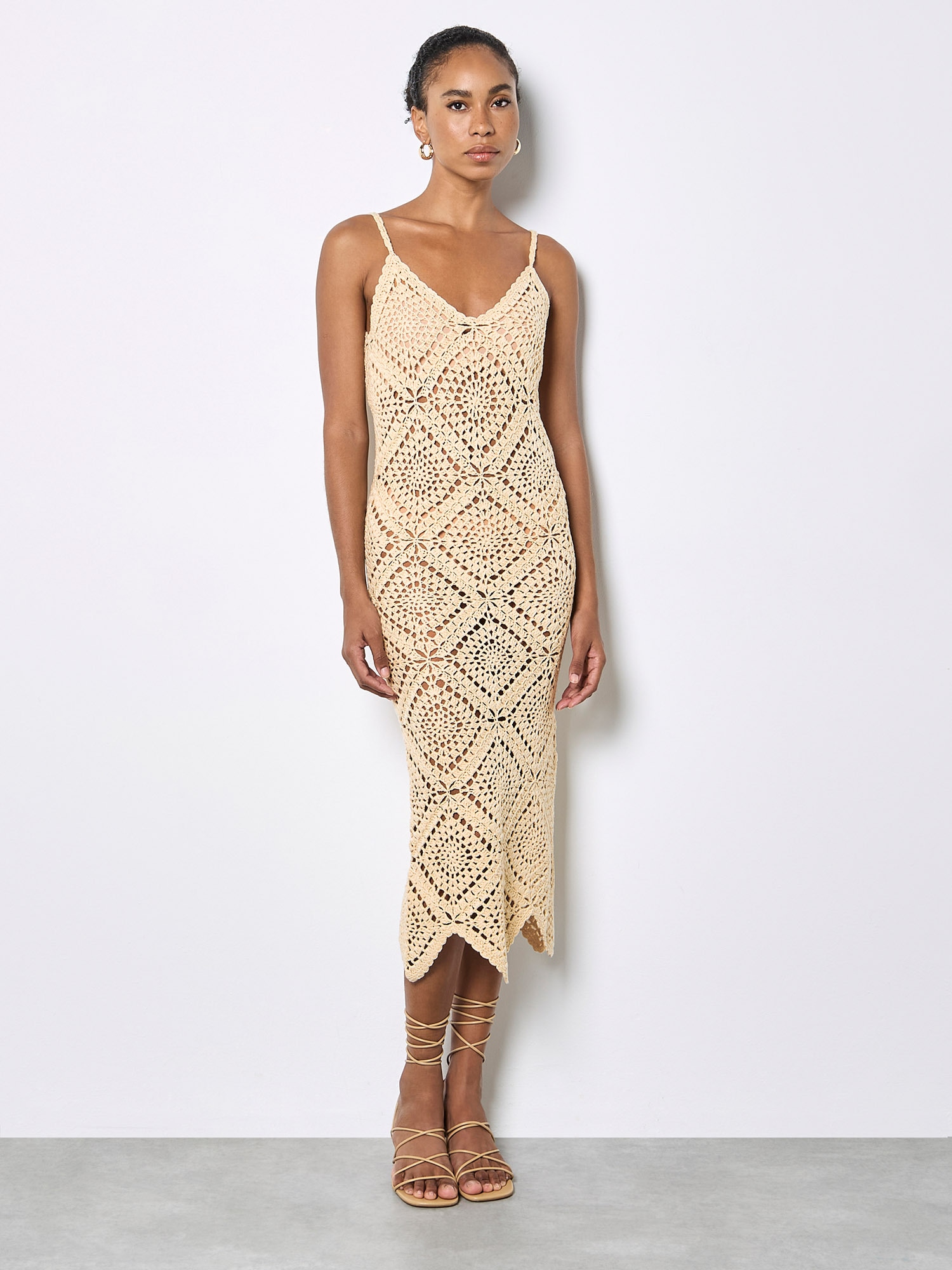 Apricot Midikleid »Midikleid« mit Häkelverzierung