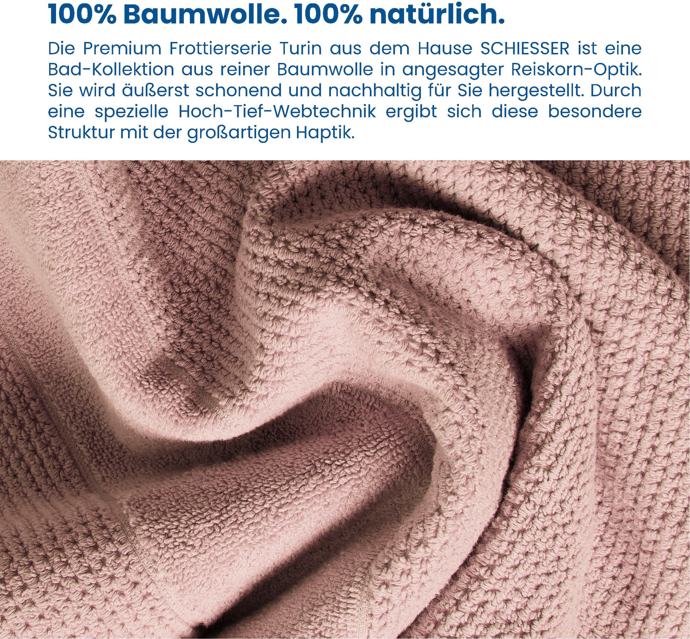 by bei GREEN Set IN OEKO-TEX®-zertifiziert Baumwolle«, im St.), Reiskorn-Optik, MADE 100% OTTO Schiesser (4 kaufen aus »Turin Handtücher 4er