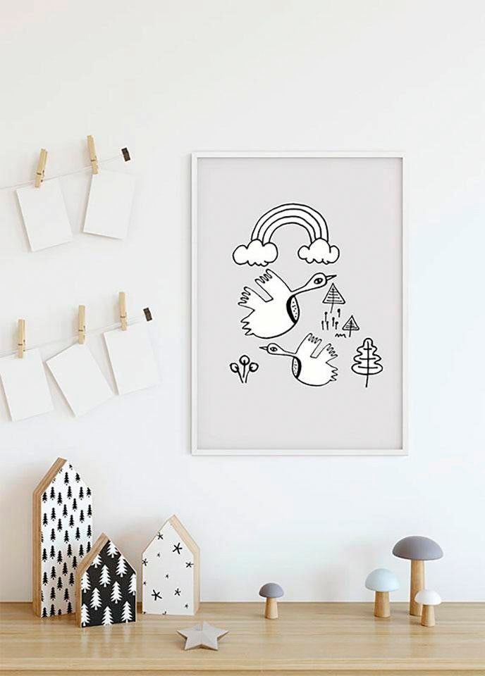 Komar Poster »Scribble Birdy«, Tiere, (1 St.), Kinderzimmer, Schlafzimmer, Wohnzimmer