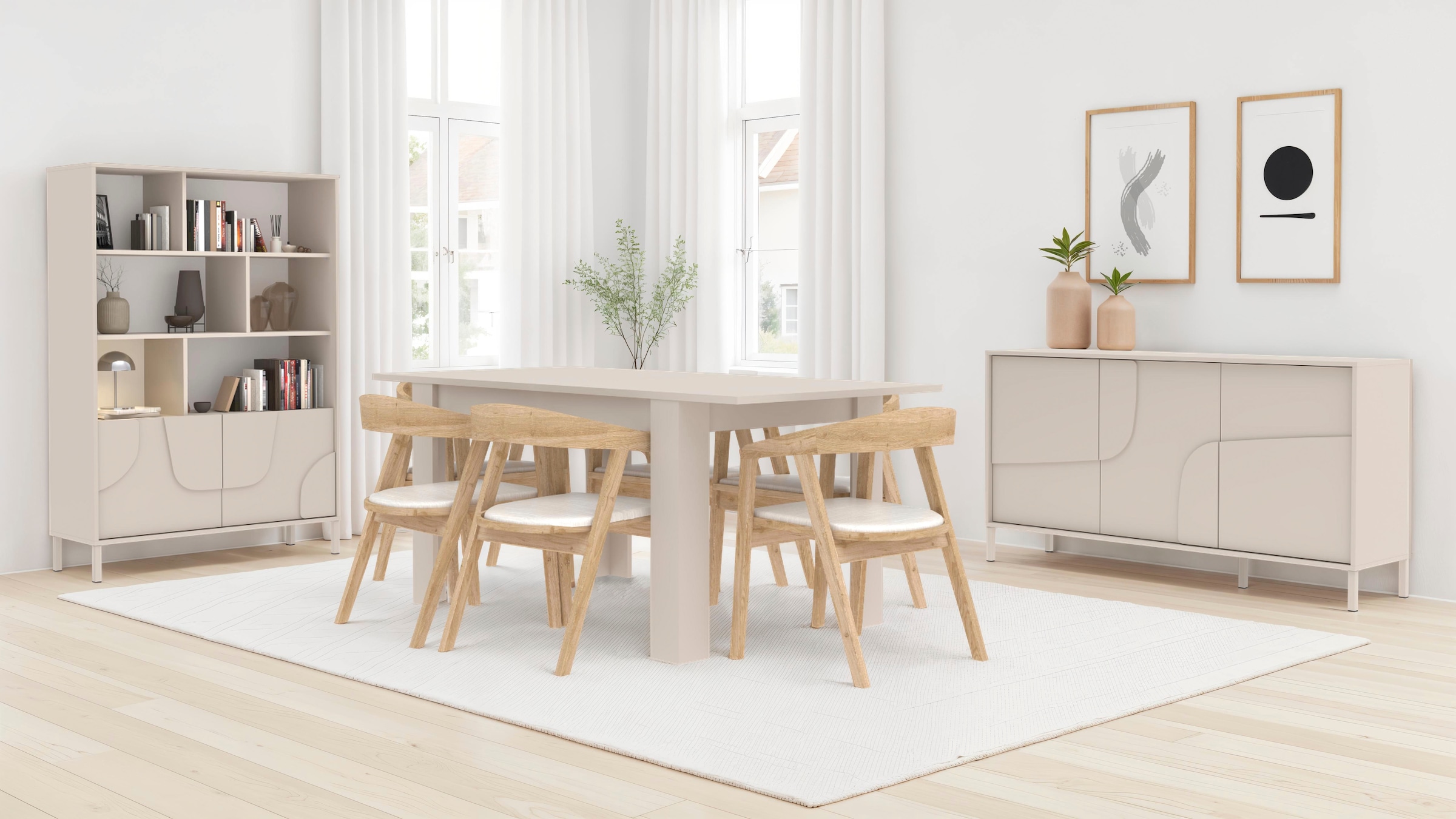 INOSIGN Highboard »Stone« 3D-Design, Push-to-open, Stauraum dekorativ & praktisch, Füße wählbar