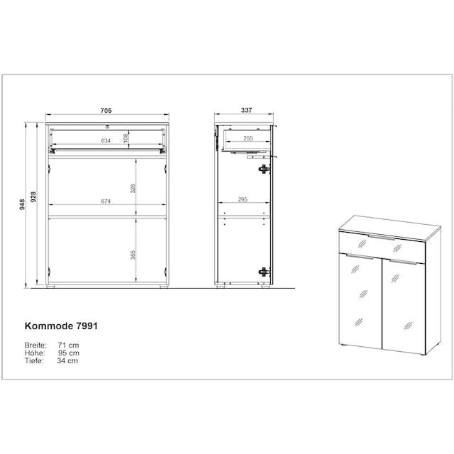 GERMANIA Midischrank »Vasio«, Kommode mit einer Schublade und 2 Türen,ein verstellbarer  Einlegeboden im OTTO Online Shop