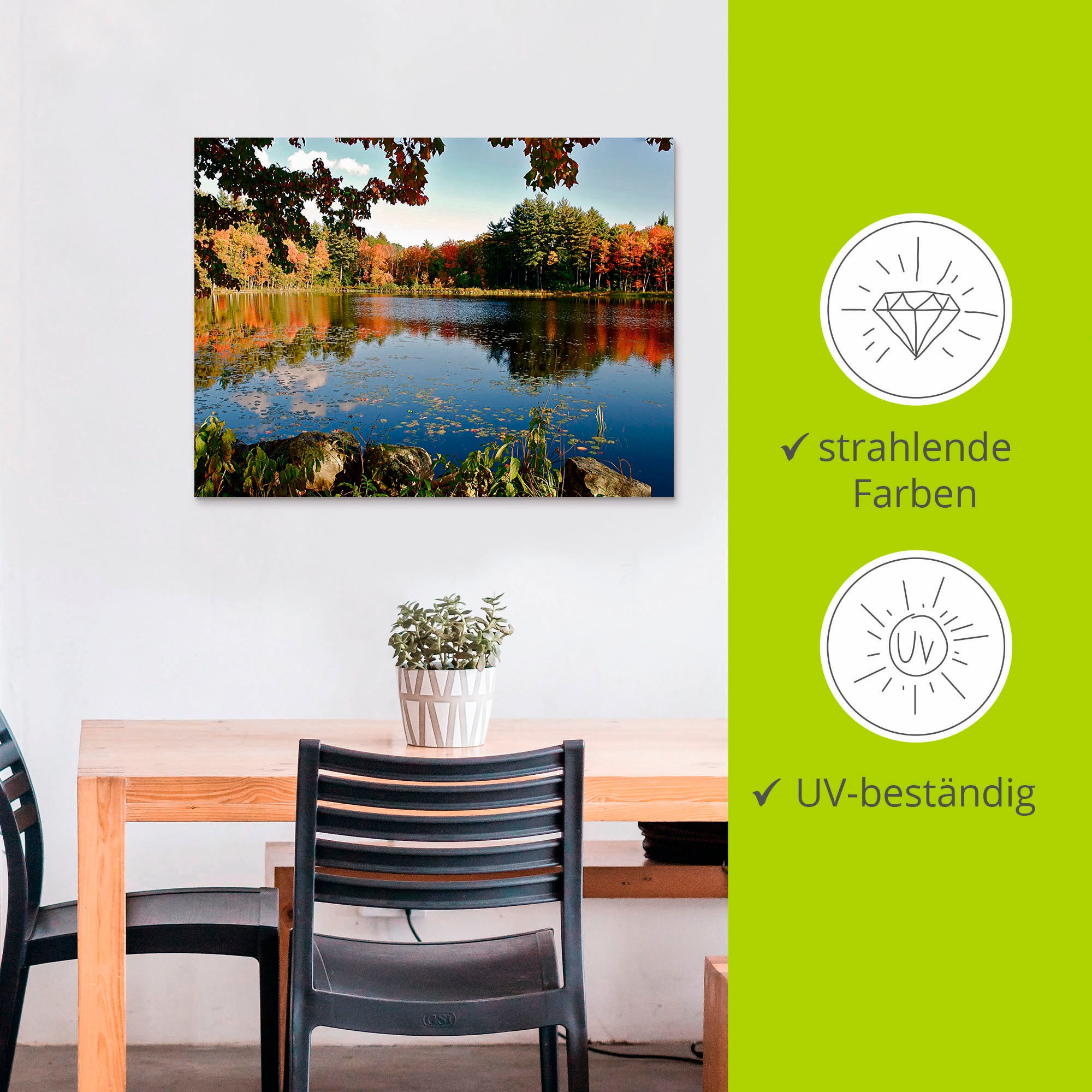Artland Alu-Dibond-Druck »Landschaft New England«, Vier Jahreszeiten, (1 St.), für Innen- und Außenbereich geeignet, Outdoorbild