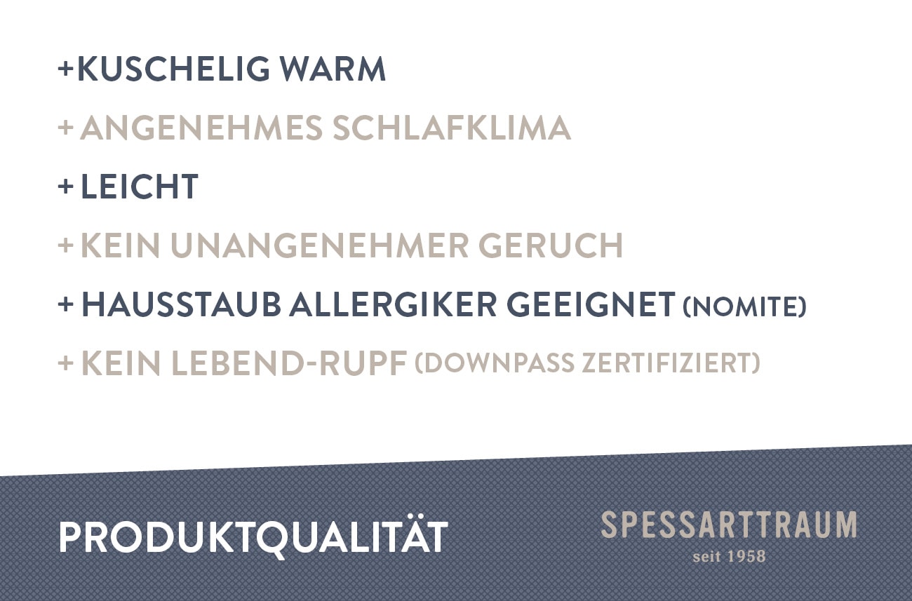 SPESSARTTRAUM Daunenbettdecke »Wildente Bettdecken 135x200cm & weitere Größen«, extraleicht, Füllung 100% Daunen, Bezug 100% Baumwolle, (1 St.), Bettdecken Ganzjahresbettdecke, Winter, Sommer
