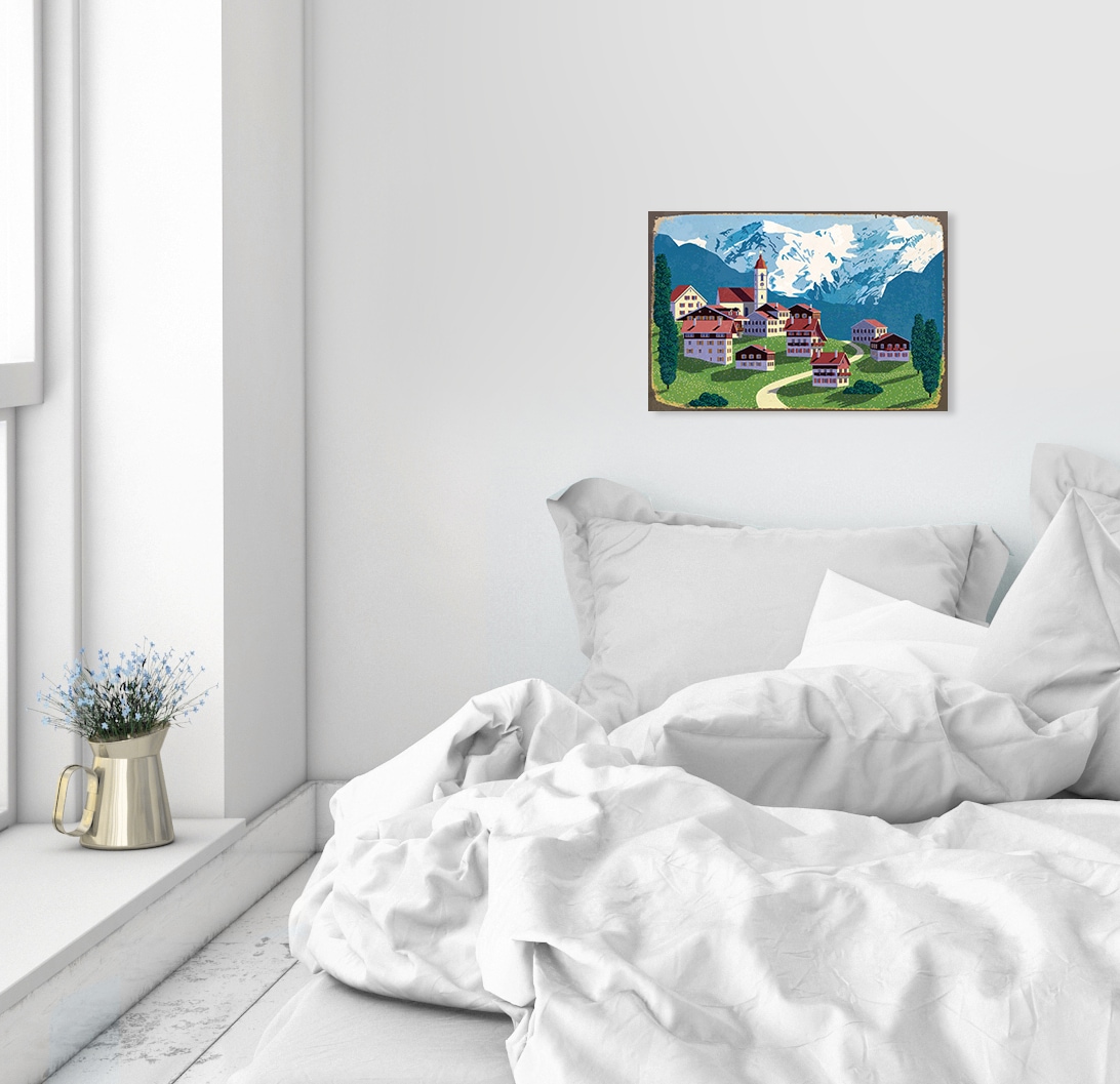 queence Metallbild »Heidi«, Schweiz-Berge & Alpenbilder, Stahlschild, Blechschild, Berge, Schnee, Urlaub