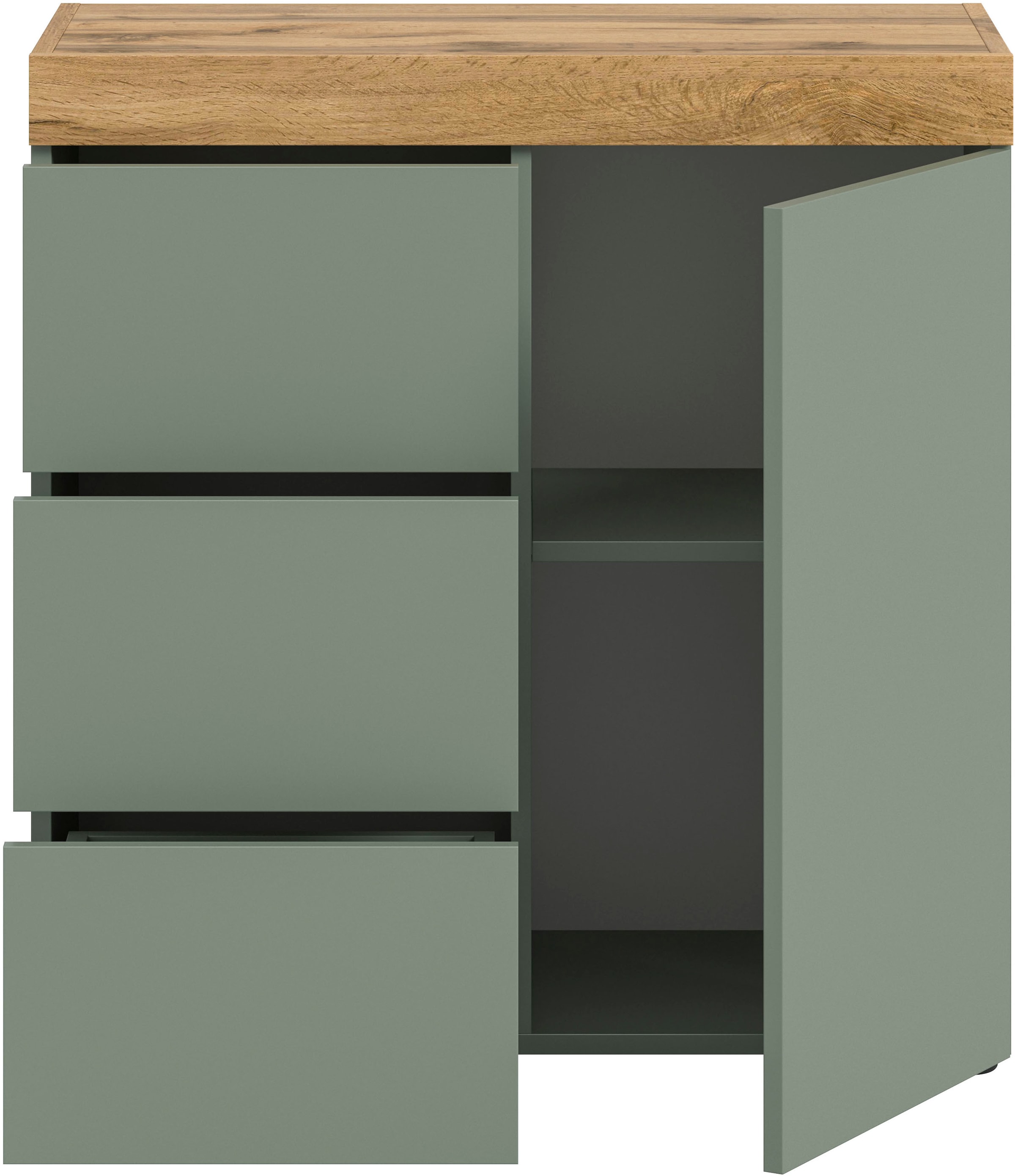 OTTO home Kommode »MAMBO, TOPSELLER!, Breite 77cm, 1 Tür, 3 Schubkästen, push-2-open« 2 farbige Ausführung, in verschiedenen Farben erhältlich, 1 Stk. tlg. Kommode, Anrichte, Wohnzimmer, Schlafzimmer