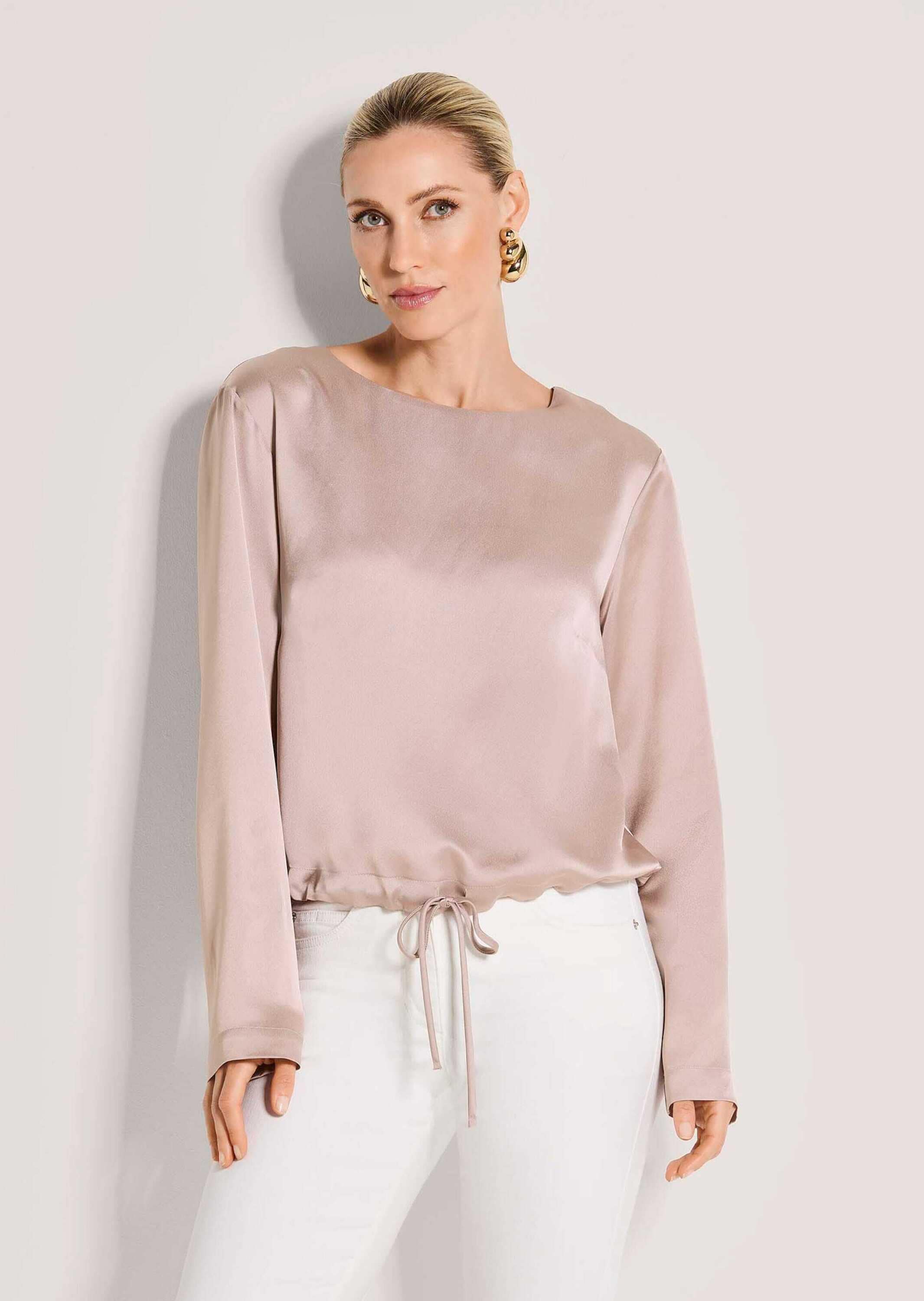 MADELEINE Langarmbluse »Blusenshirt Schlupfbluse mit Tunnelzug und Bindeband« Bluse mit Tunnelzug und Bindeband