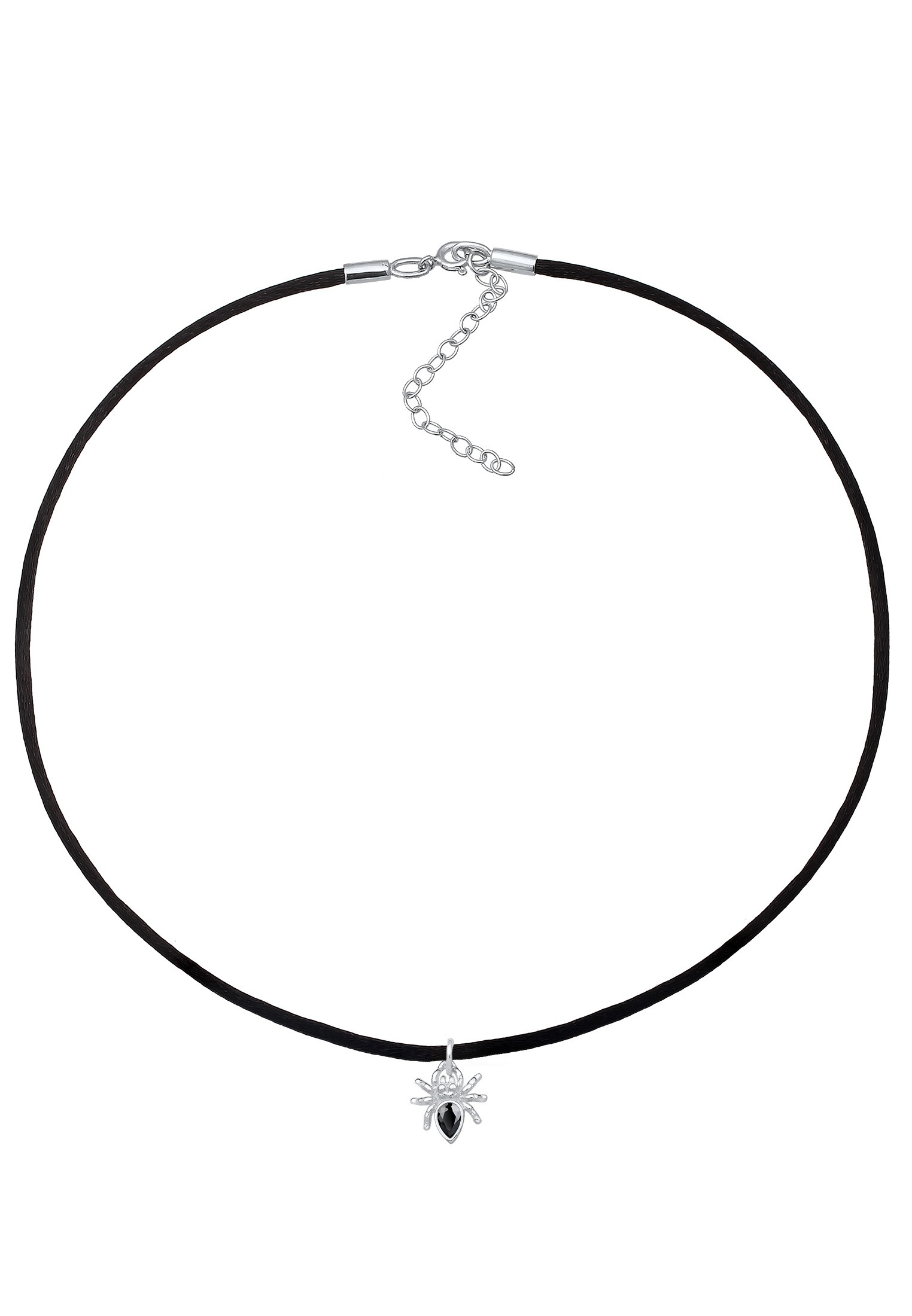 Elli Choker »Halskette Spinne Zirkonia Schwarz Satin 925 Sterling Silber«