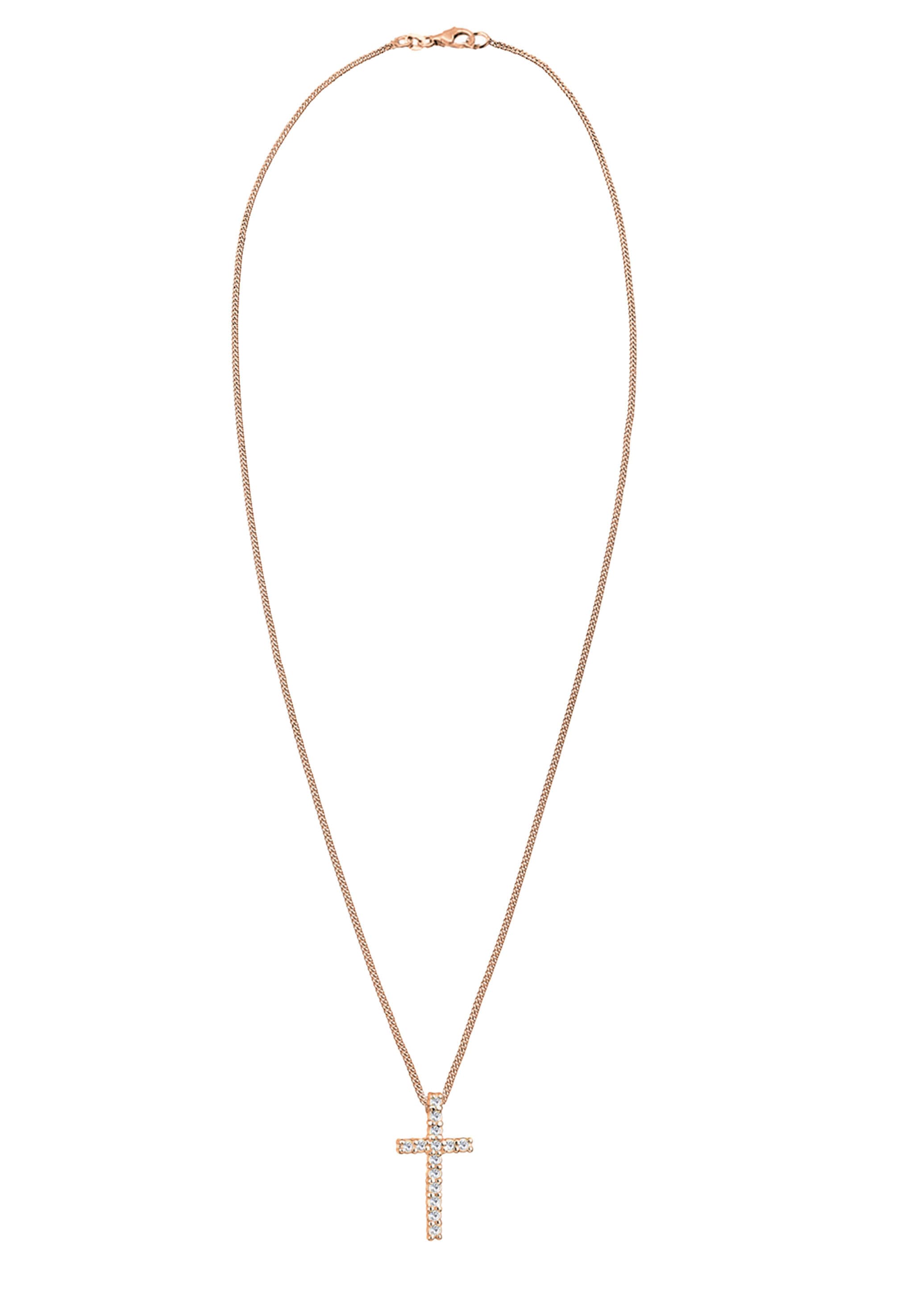 Elli Silberkette »Halskette Kreuz Kristalle Weiß 925 Sterling Silber«