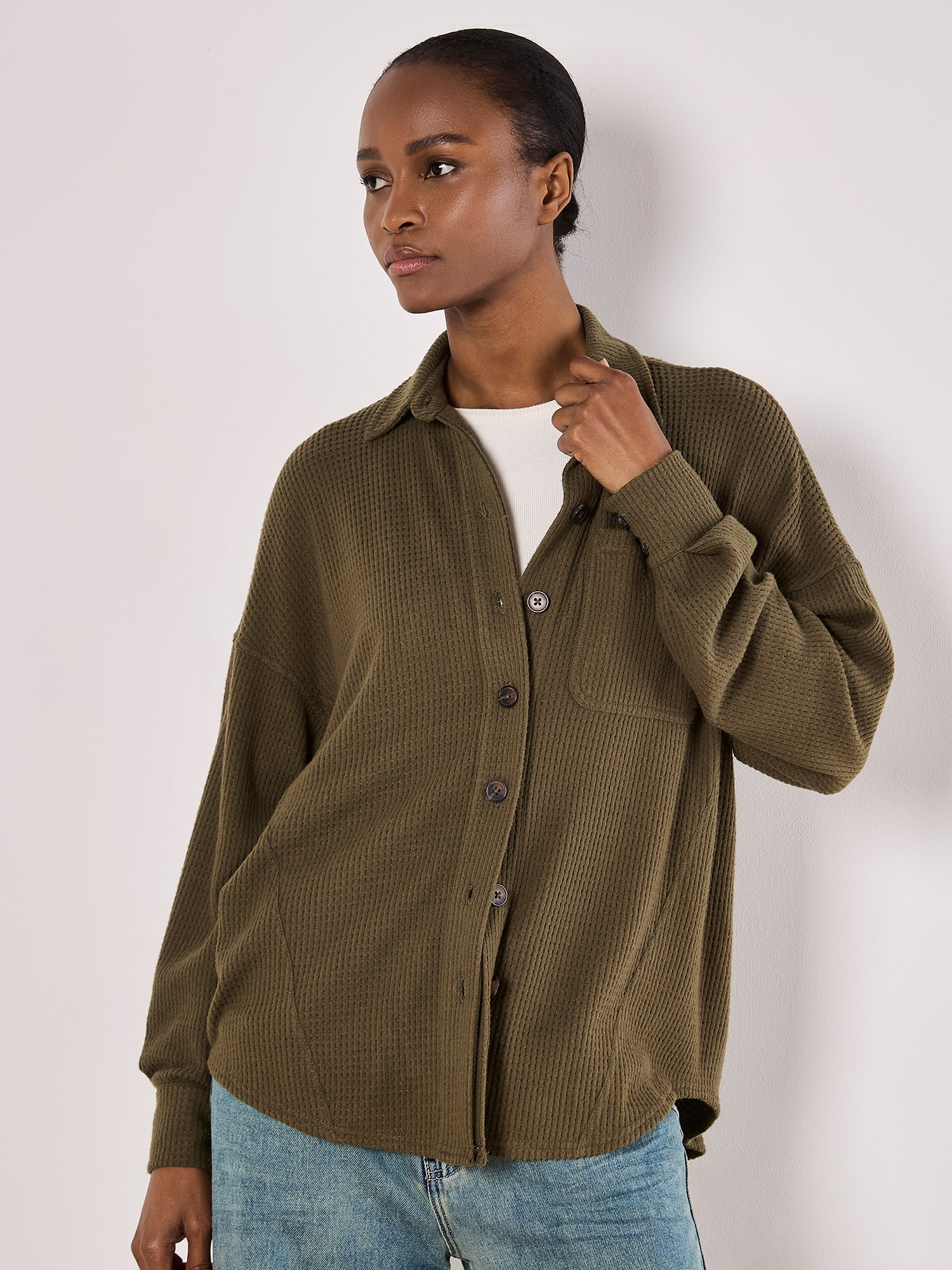Apricot Hemdbluse »Bluse« in Waffeloptik