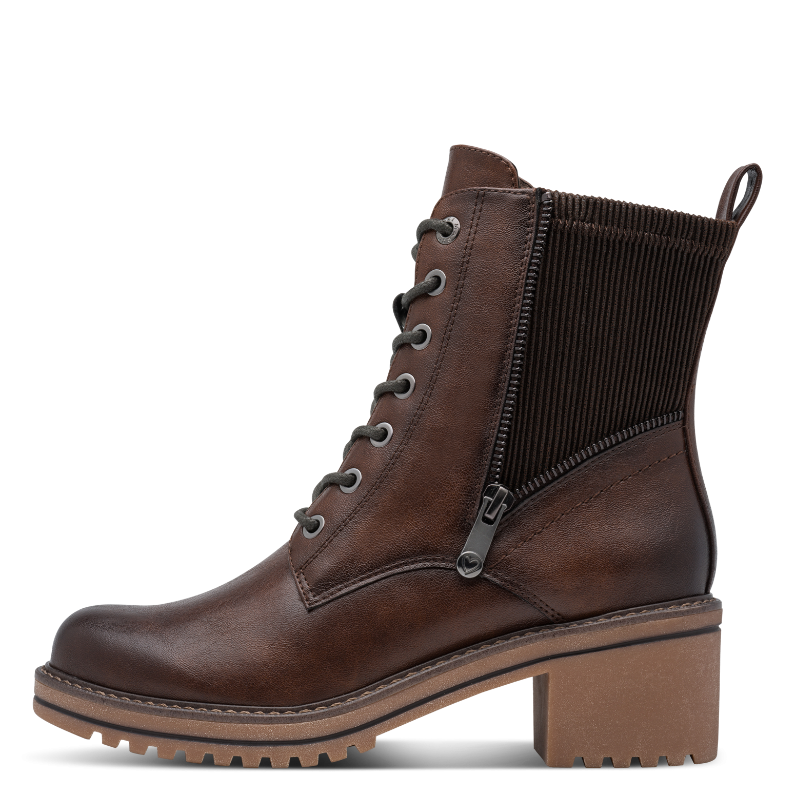 MARCO TOZZI Schnürstiefelette »LUTTER«  Blockabsatz, Ankle Boots mit Reißverschluss und Textil-Einsatz