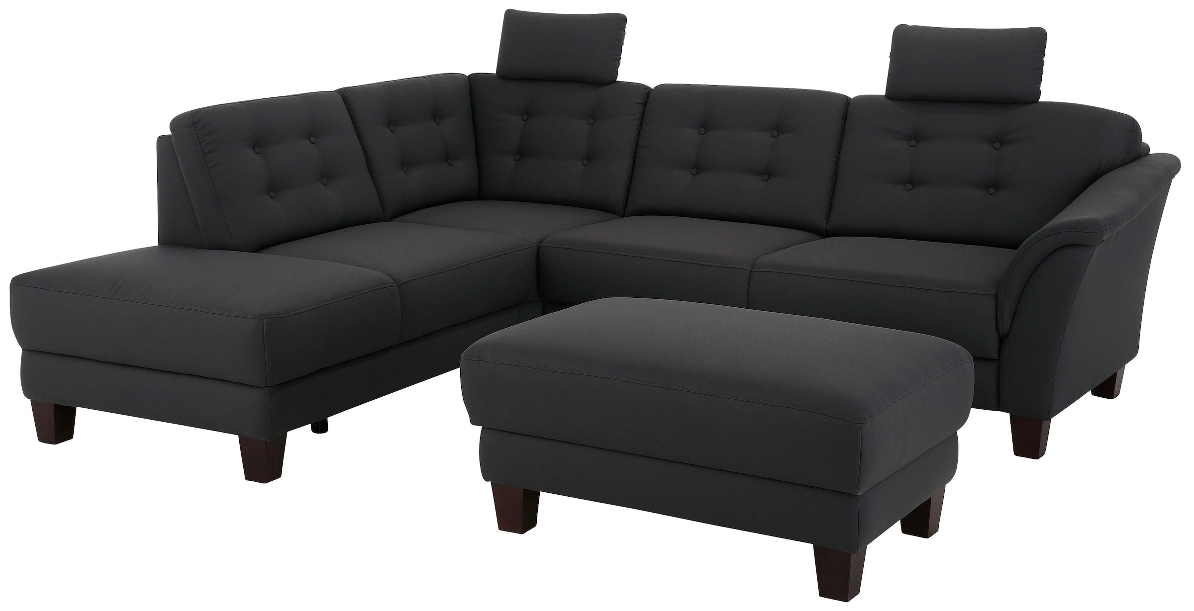 Home affaire Ecksofa »Trondheim L-Form« mit Federkern und Knopfheftung im Rücken, Füße Buche dunkel