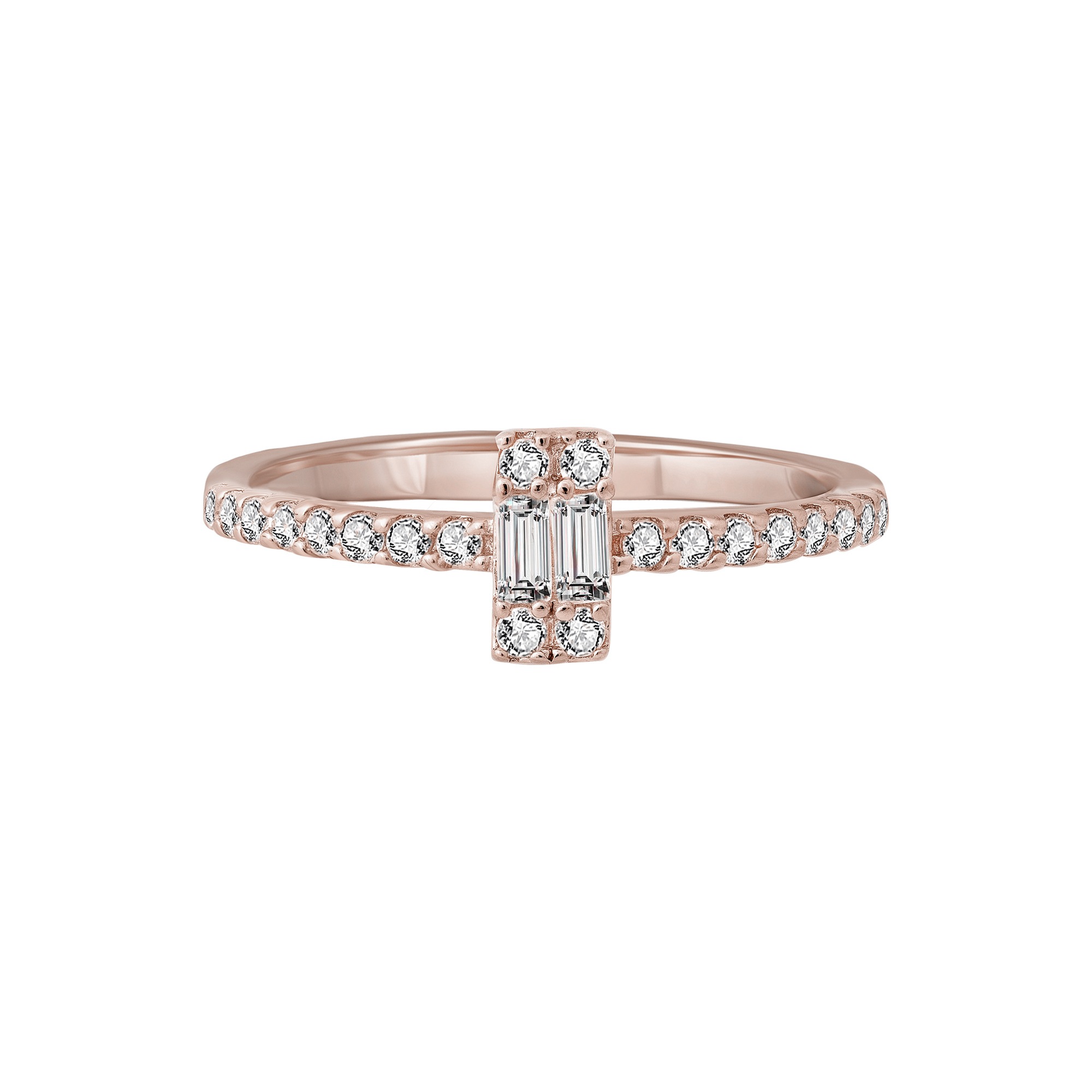 CAÏ Silberring »925 Silber rosévergoldet mit Zirkonia«, Baguetteschliff