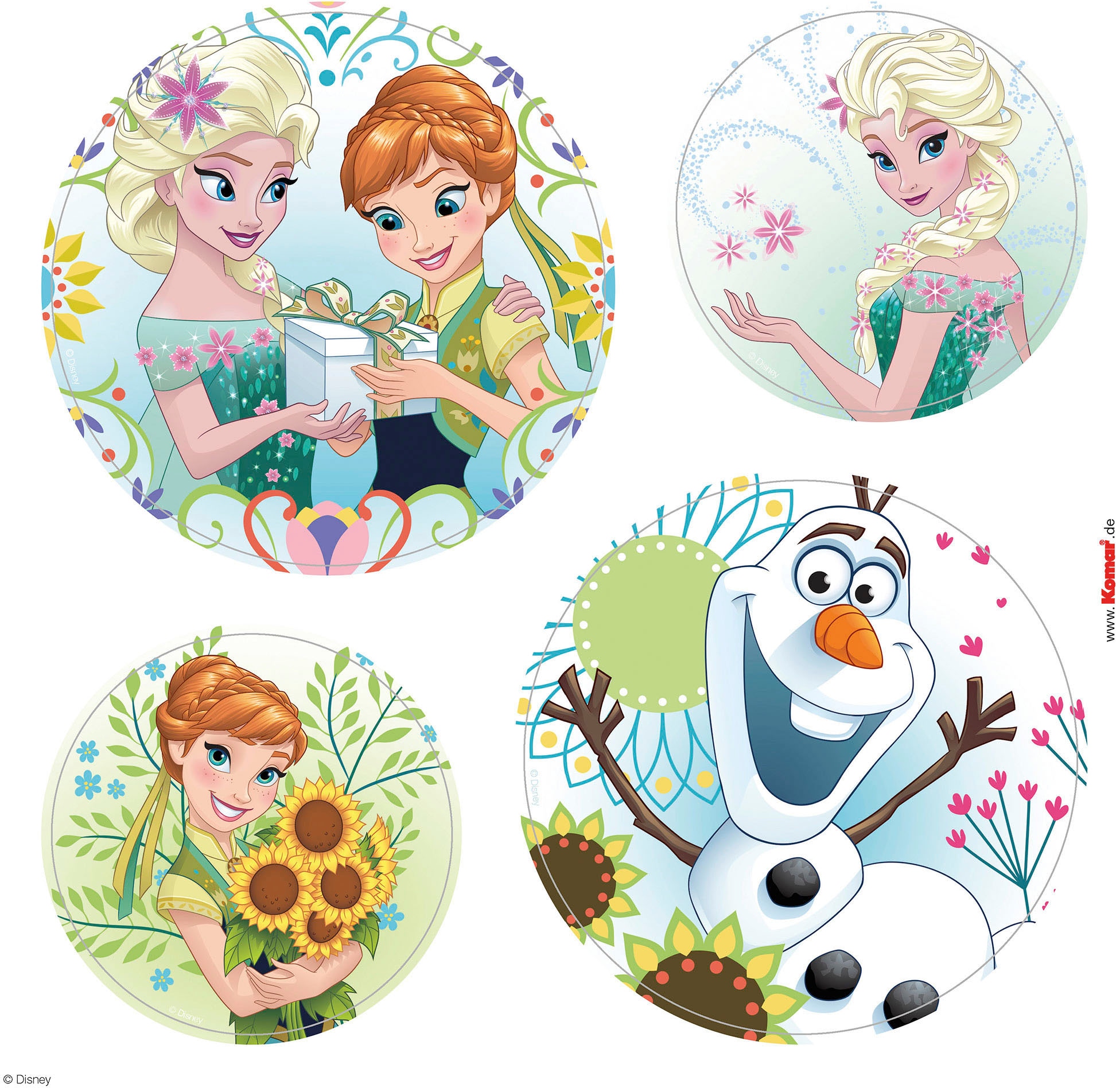 Komar Fensterdekoration »Frozen Springday«, Fenstersticker mit Elsa, Anna und Olaf