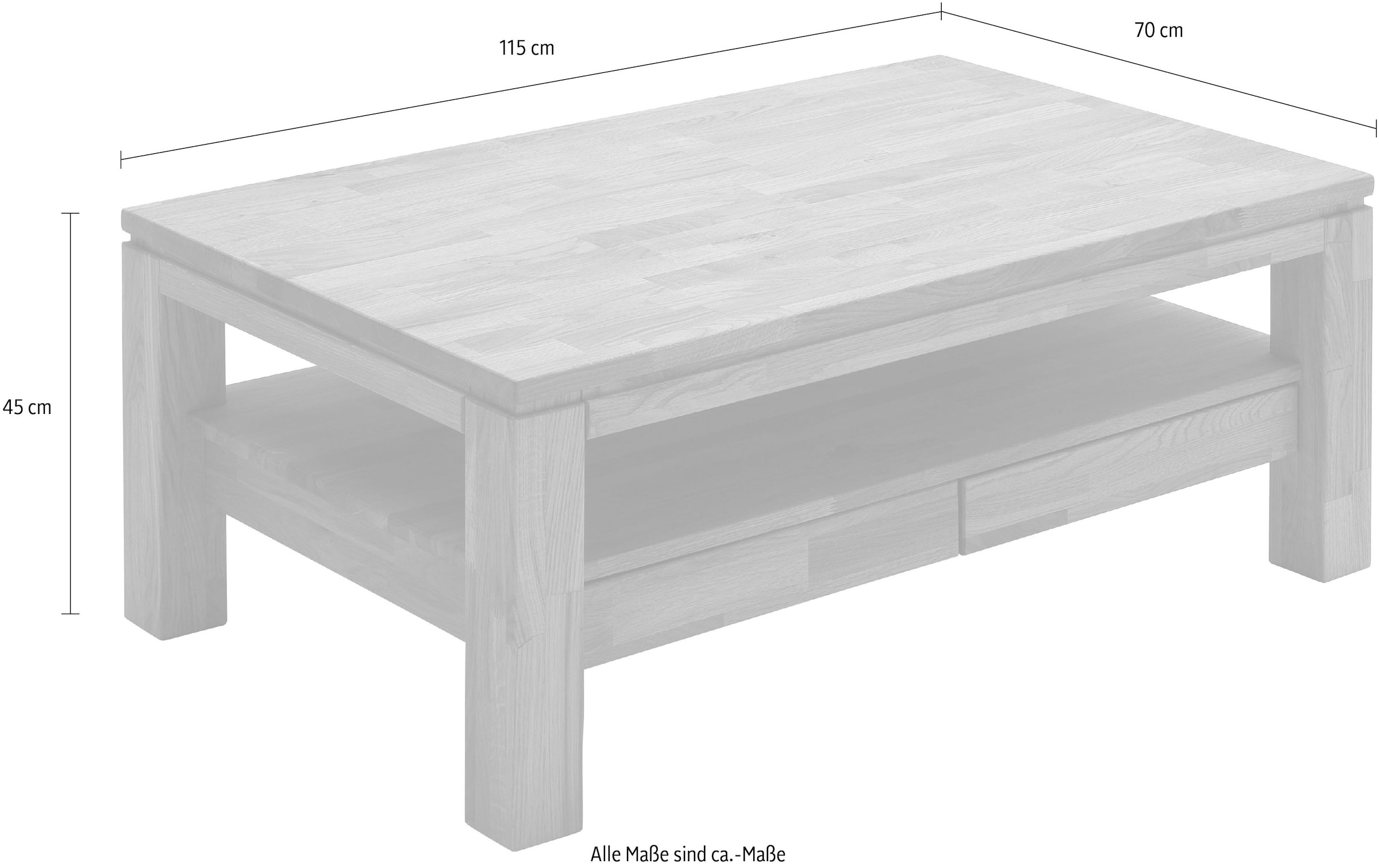 MCA furniture Couchtisch, Couchtisch Massivholz mit Schubladen bei OTTO | Couchtische