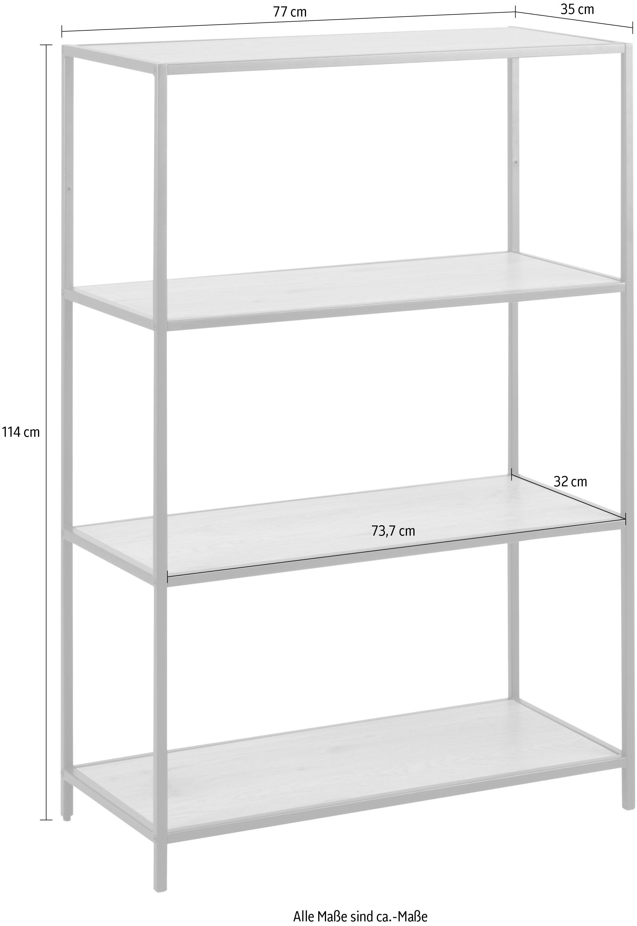ACTONA GROUP Bücherregal, Metallgestell im Industrie-Look, 3 Einlegeböden, weitere Variationen
