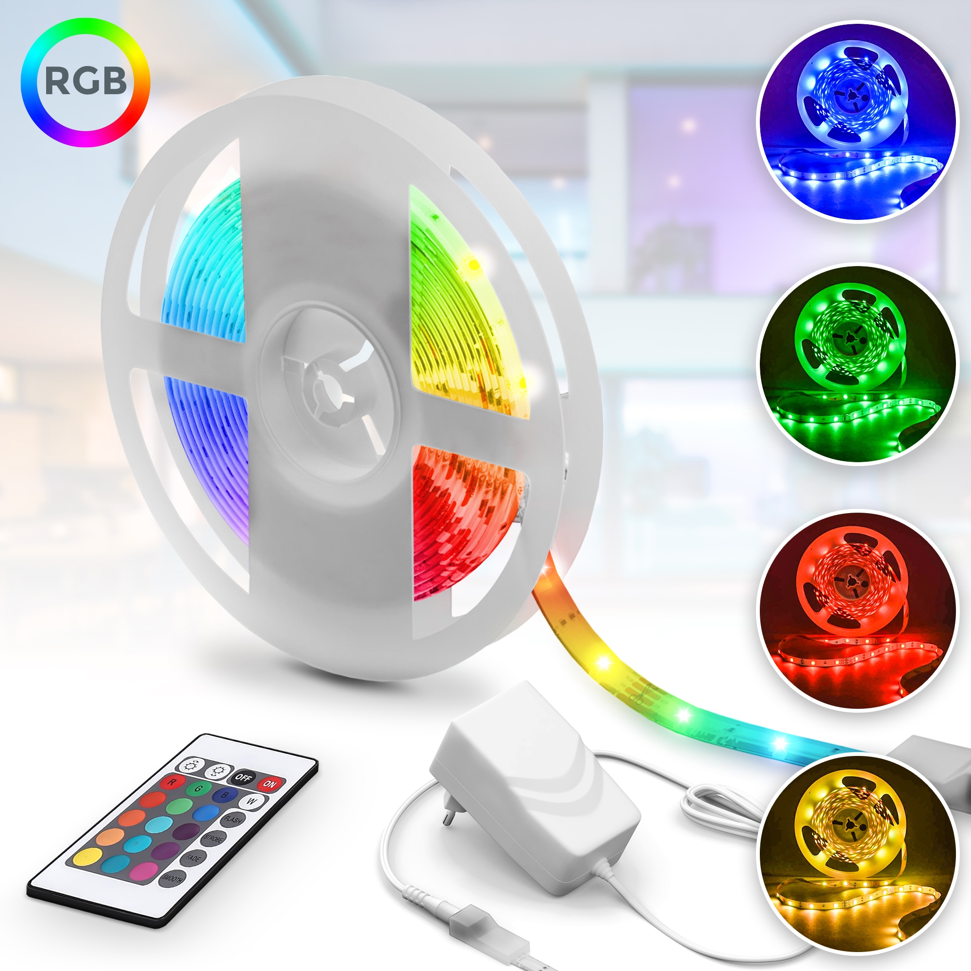 B.K.Licht LED-Streifen »Crucis«, 5m LED Band/Stripes RGB selbstklebend mit Silikonbeschichtung