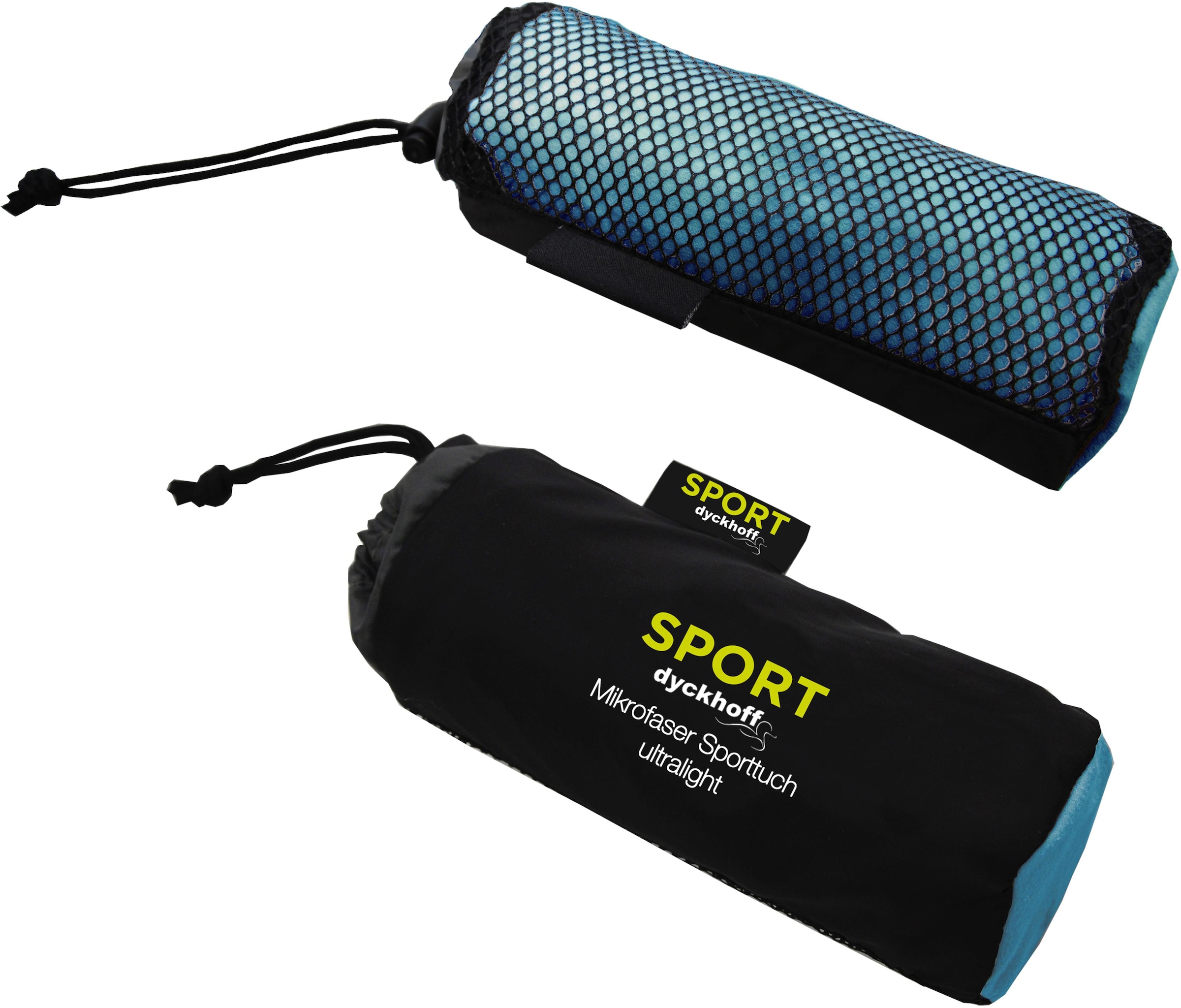 Dyckhoff Sporthandtuch »Sporttuch Mikrofaser« im Set, mit Meshtasche, ideal für Sport, Reisen und Camping