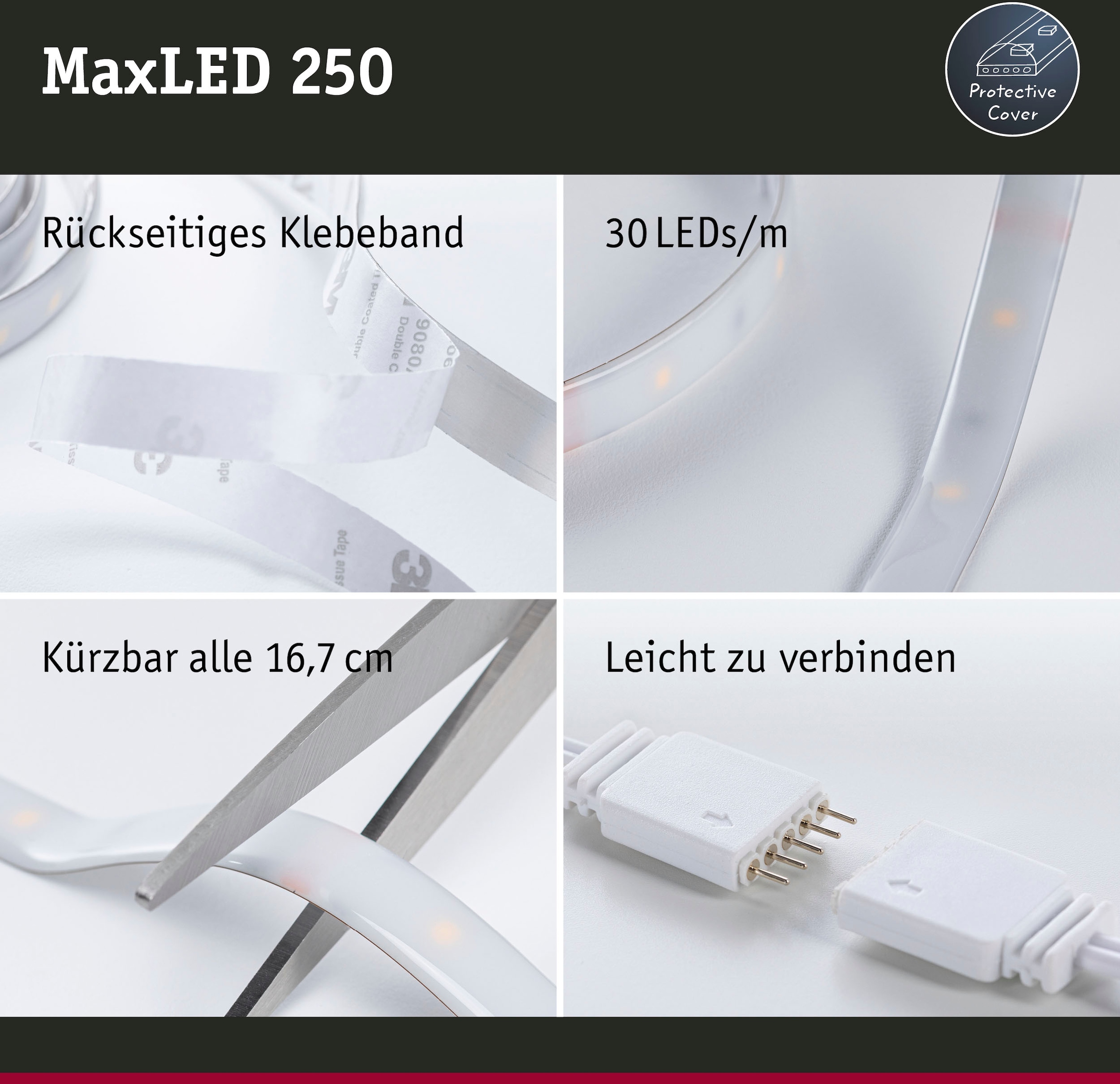 Paulmann LED-Streifen »MaxLED 250 Basisset Smart Home Zigbee IP44 9W 300l 300lm«, 1 St.-flammig, 1,5m, RGBW, beschichtet