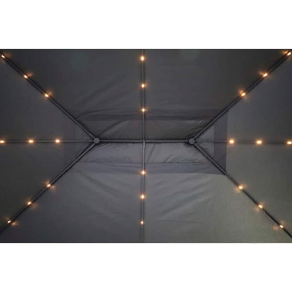 Livotion Pavillon, mit LED-Beleuchtung, in Blätteroptik, 300x400cm, grau