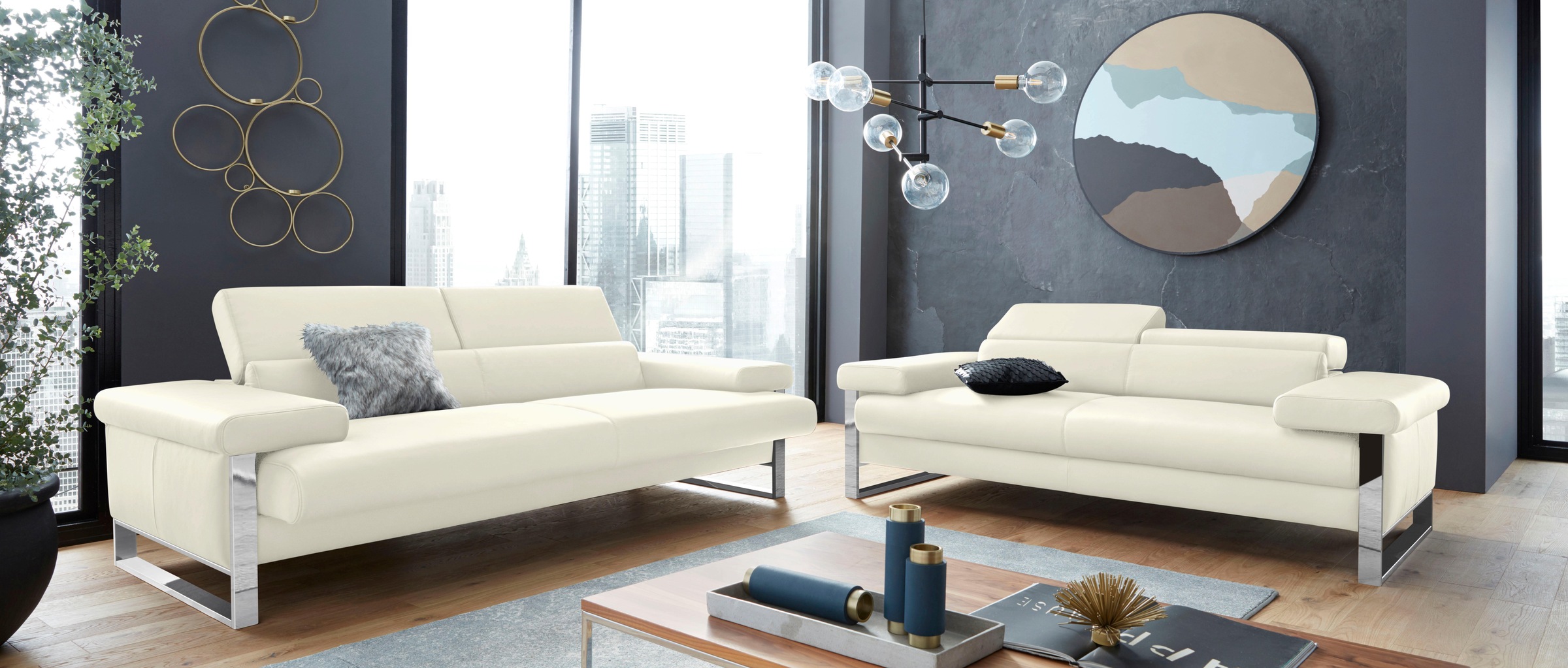 W.SCHILLIG 2-Sitzer »finn« German Design Award 2016, Fußgestell Chrom glänzend, Breite 210 cm