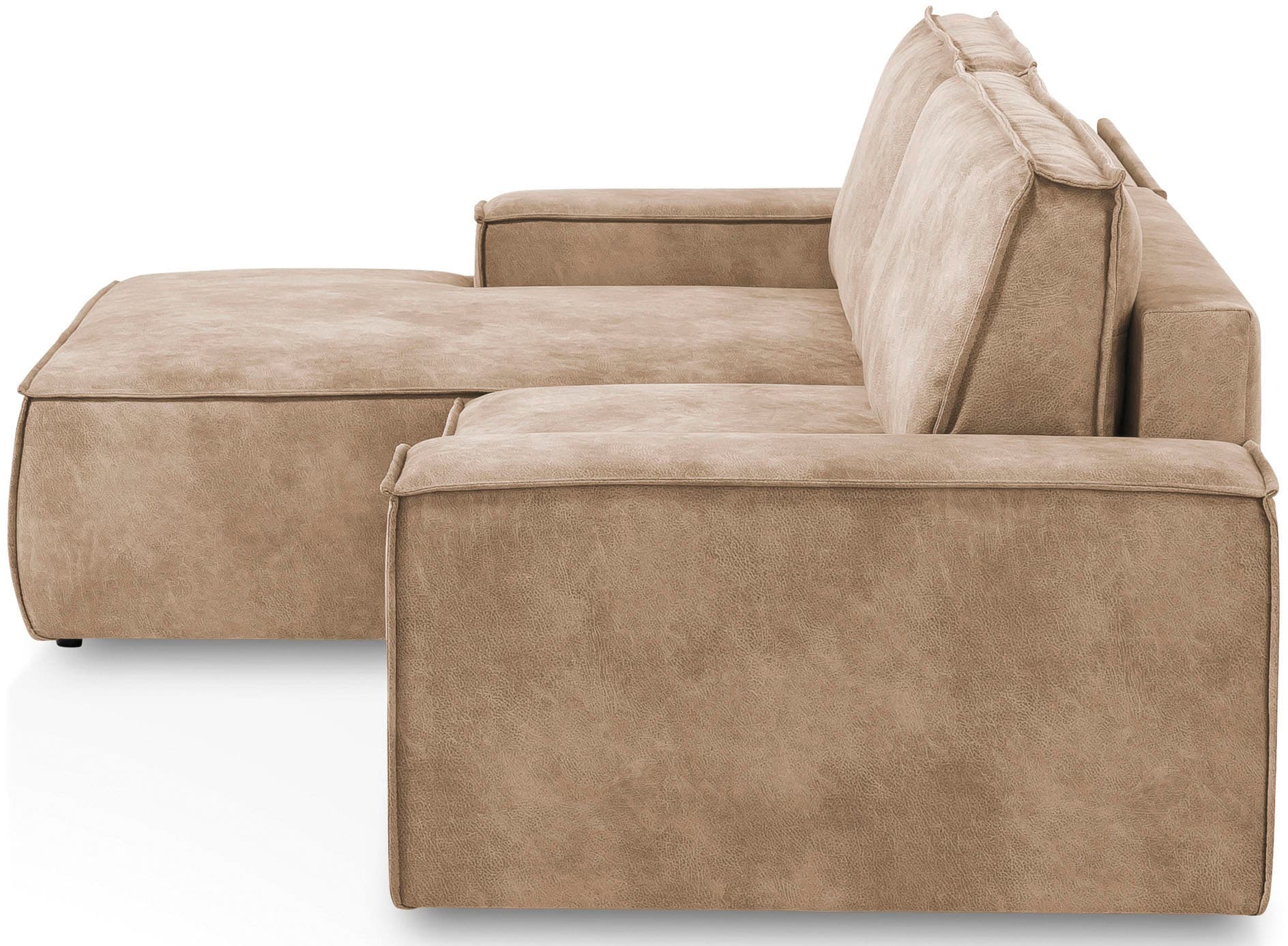 Home affaire Ecksofa SHERWOOD Schlafsofa 267 cm, L-Form, Schlaffunktion mit Bettkasten (210x136 cm), Cord, Vintage, Samtvelours