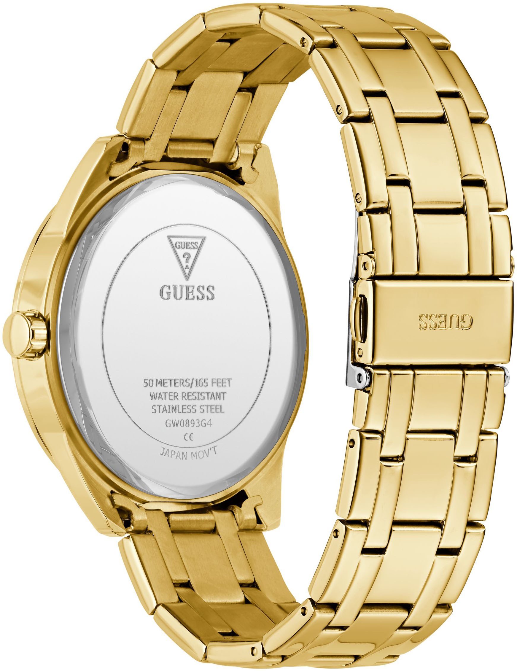 Guess Quarzuhr »ELLIOT« Armbanduhr, Herrenuhr, Edelstahlarmband