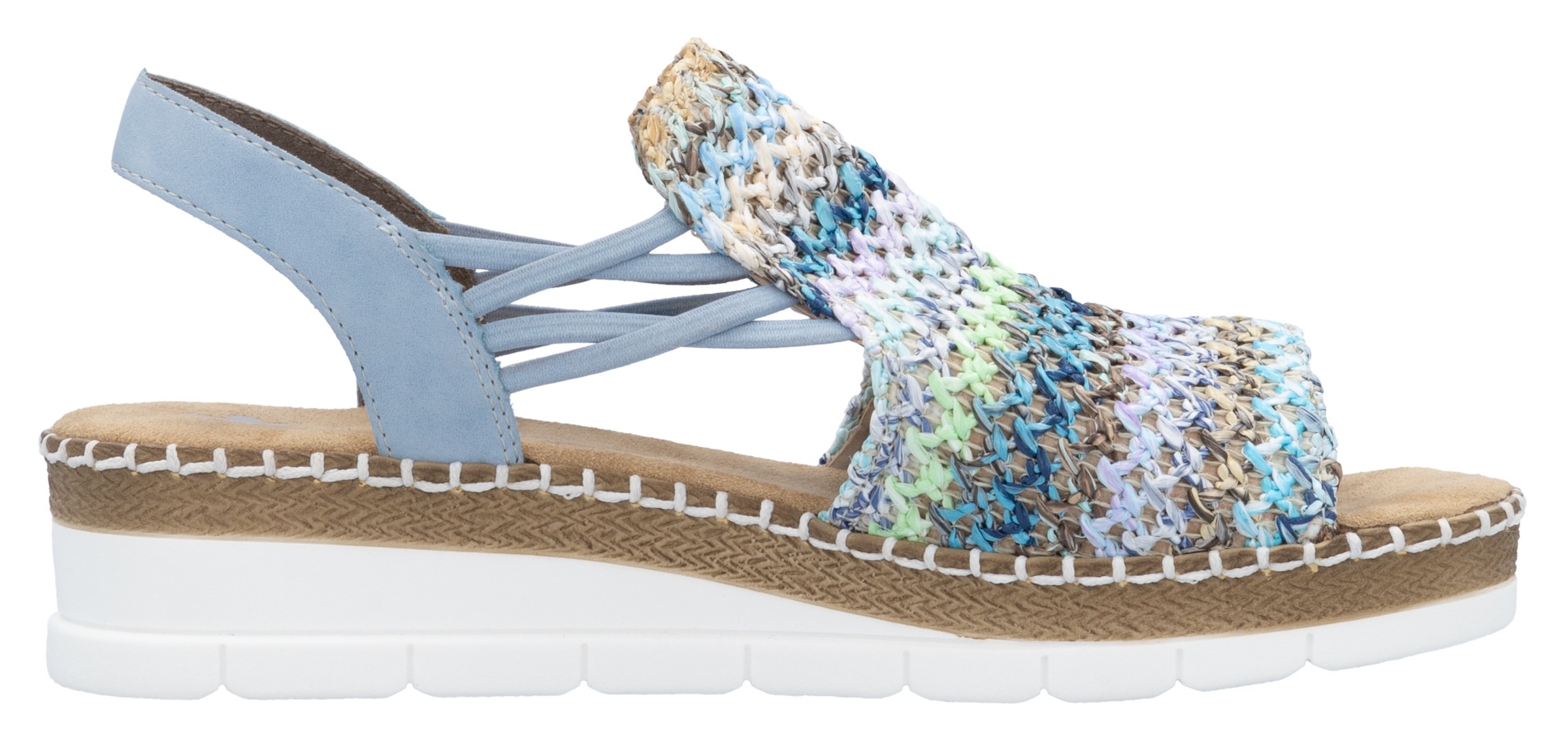 Rieker Sandale, Sommerschuh, Sandalette, Keilabsatz, in modischer Flechtoptik