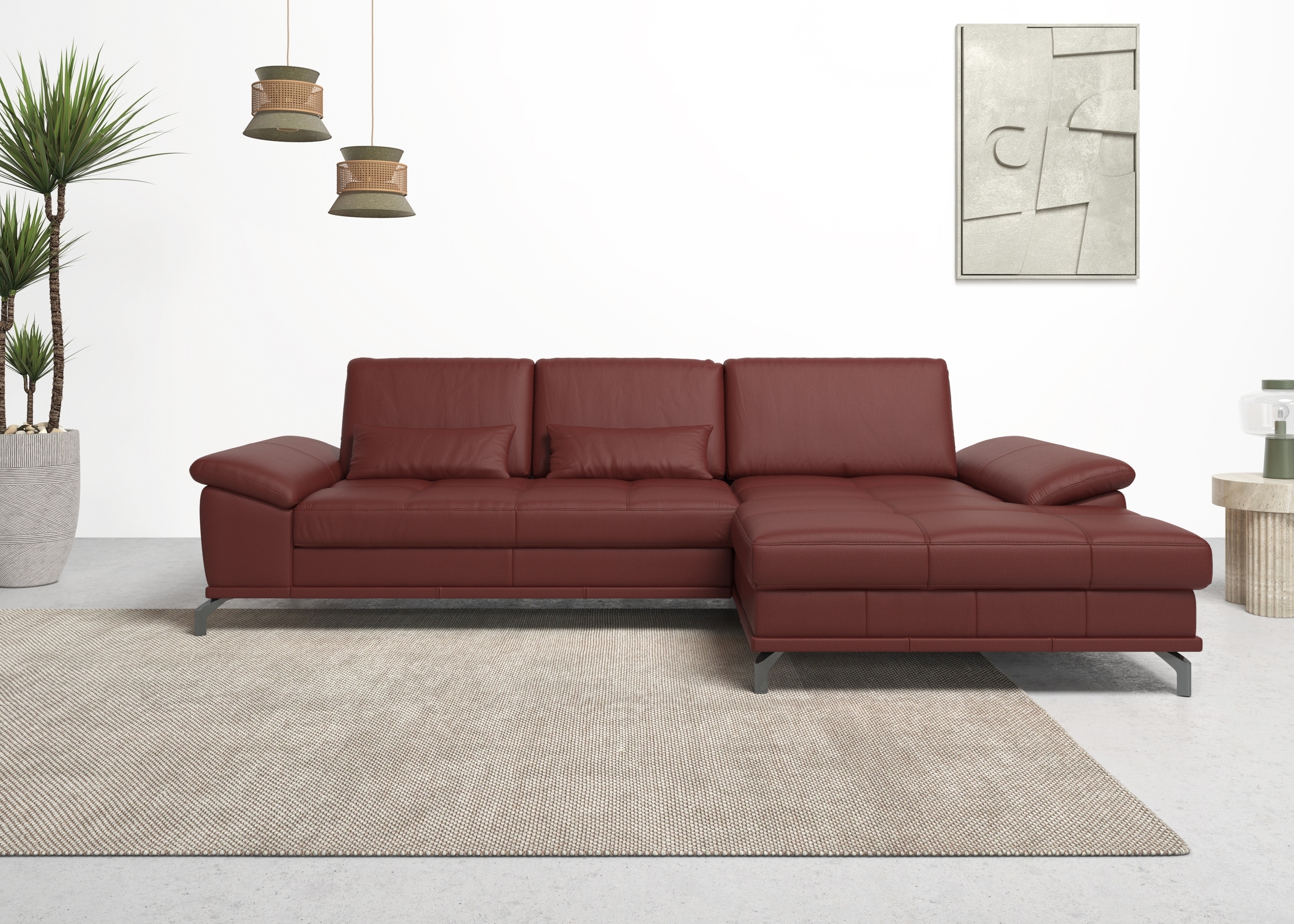 OTTO home Ecksofa "Costello L-Form, B: 301 cm mit Sitztiefen-, Armteilverstellung &" 3 Nierenkissen, optional Schlaffunktion & Bettkasten